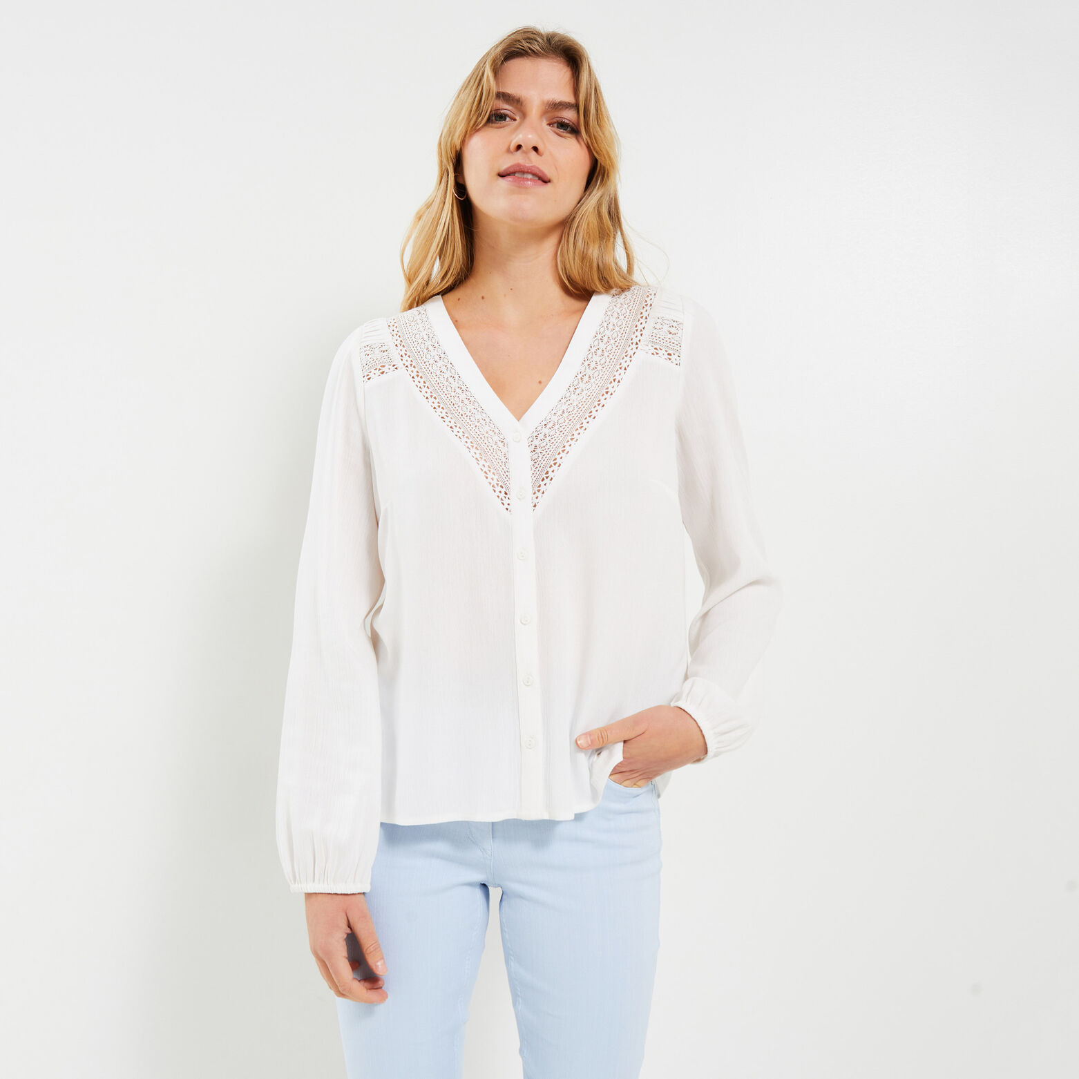 Chemise détails ajourés femme