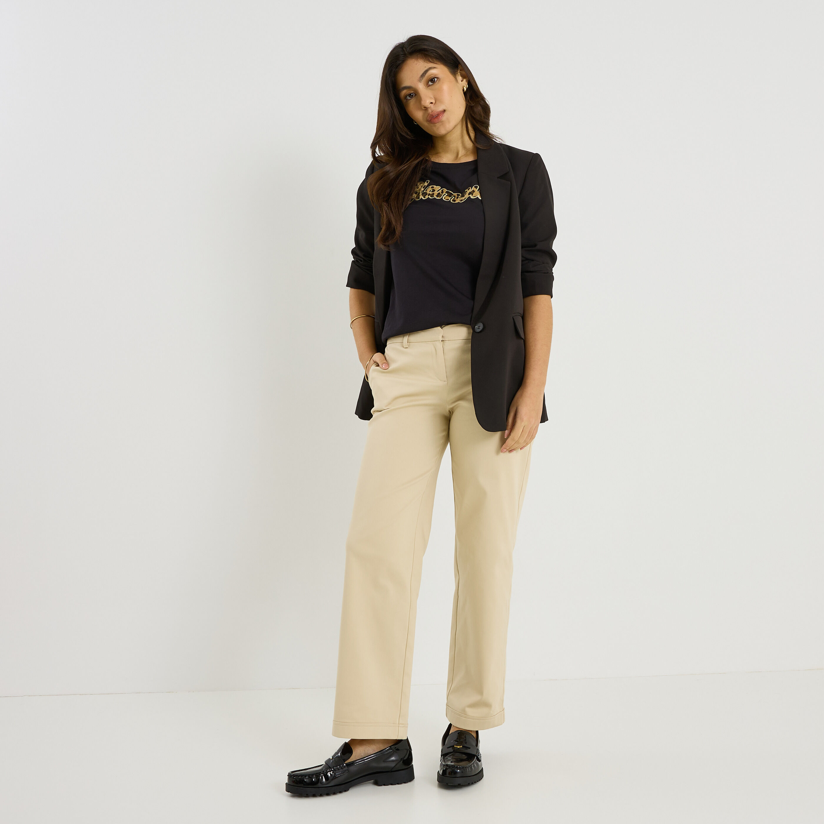 Pantalon large poches italiennes femme