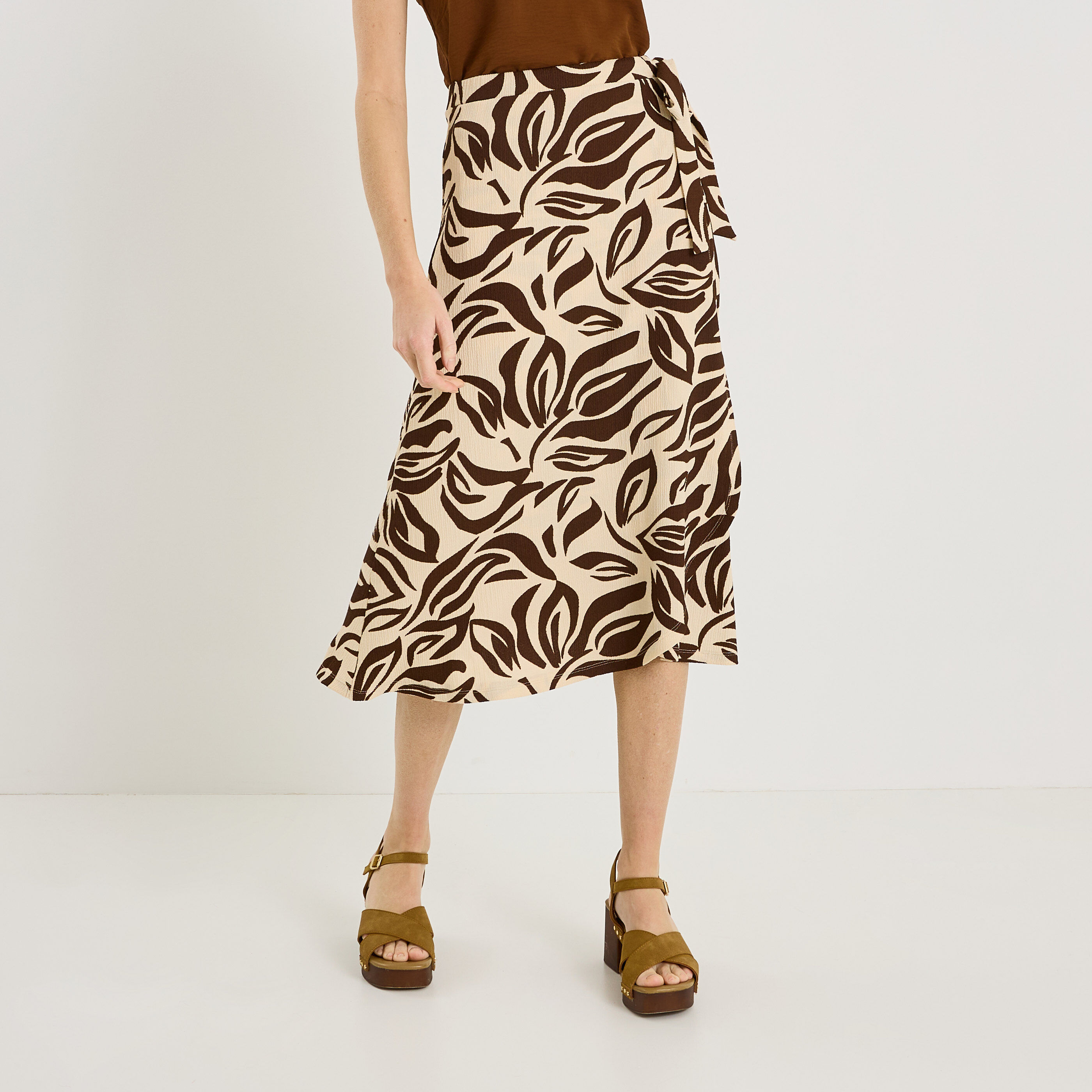 Jupe portefeuille mi-longue en maille