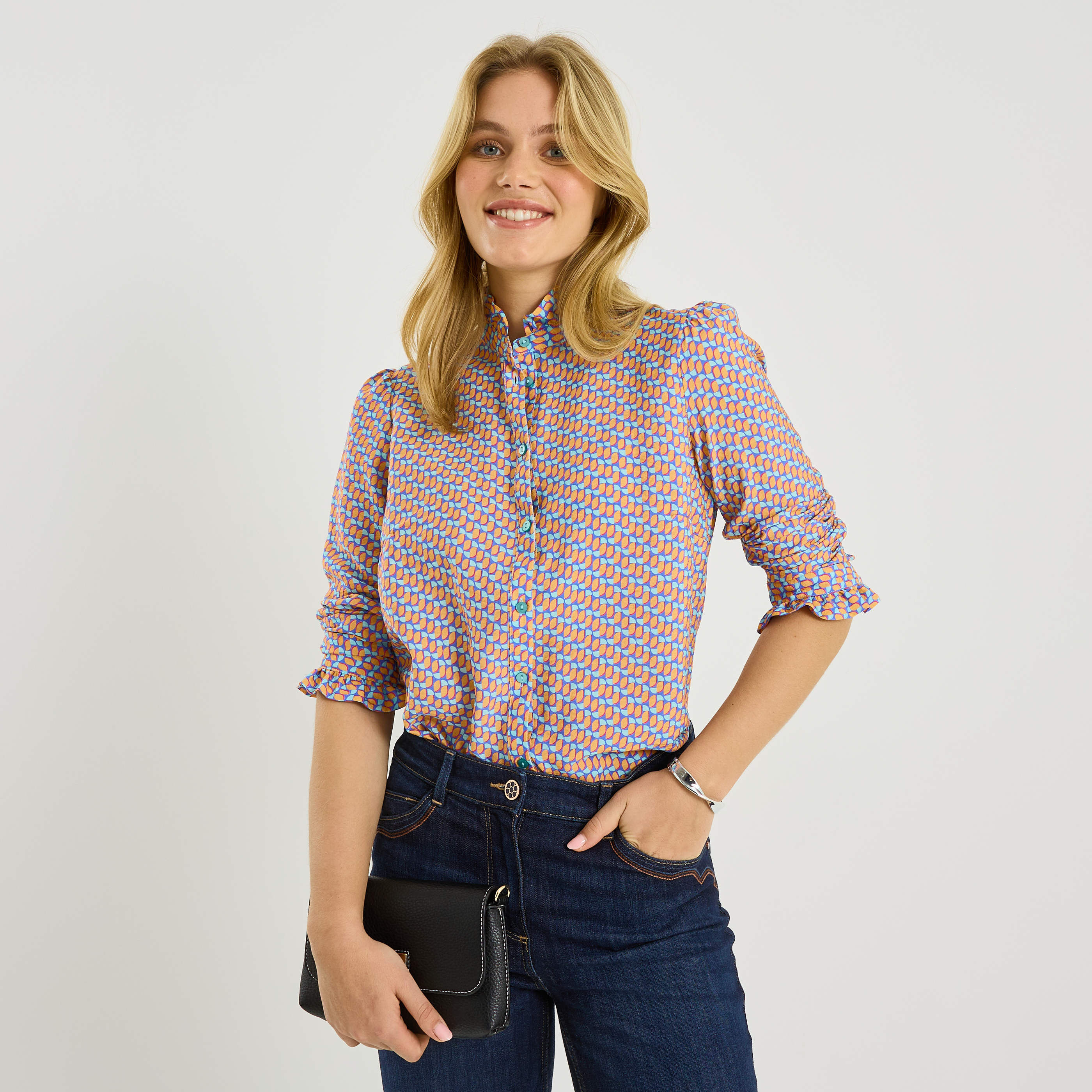 Chemise imprim&eacute; g&eacute;om&eacute;trique femme