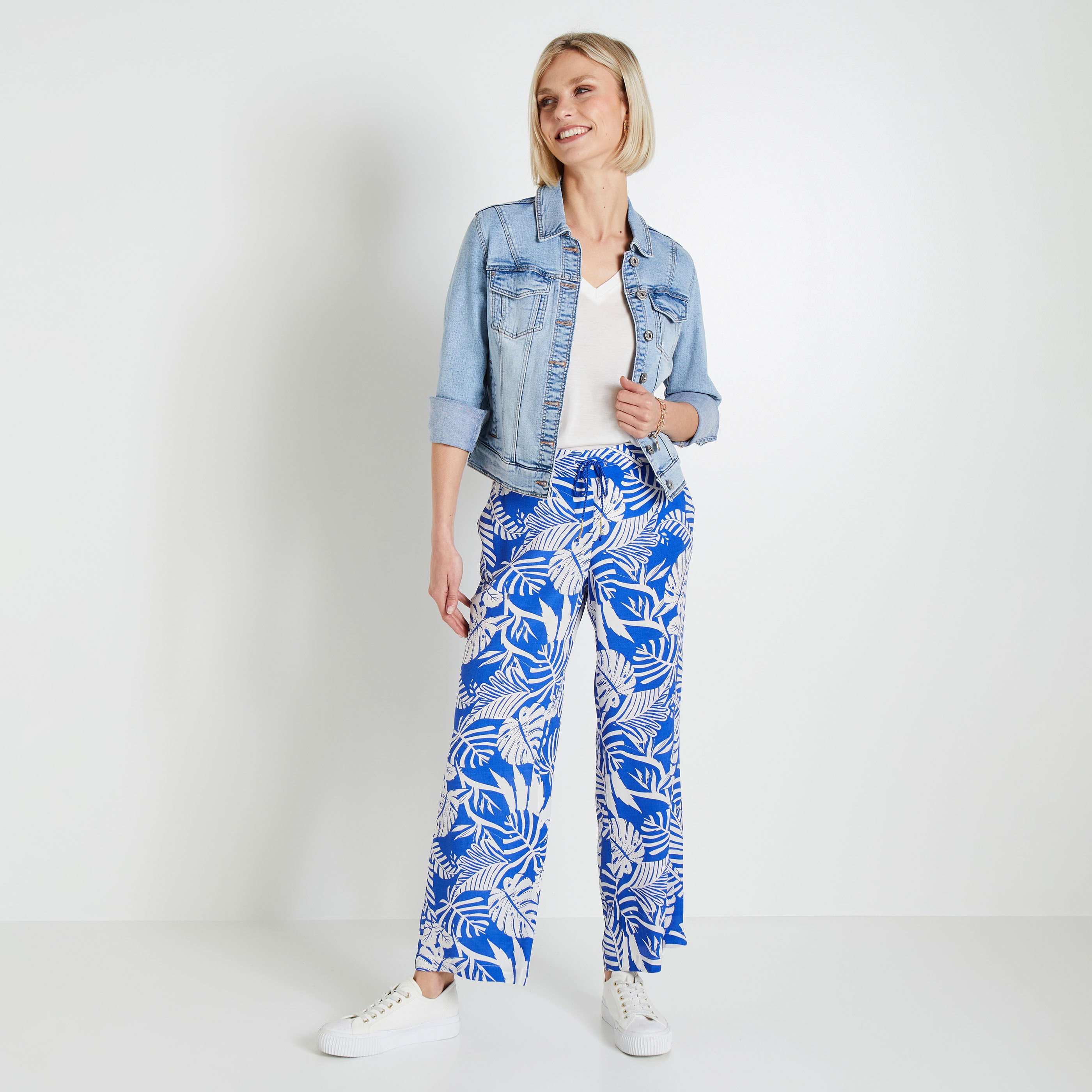 Pantalon fluide imprim&eacute; femme