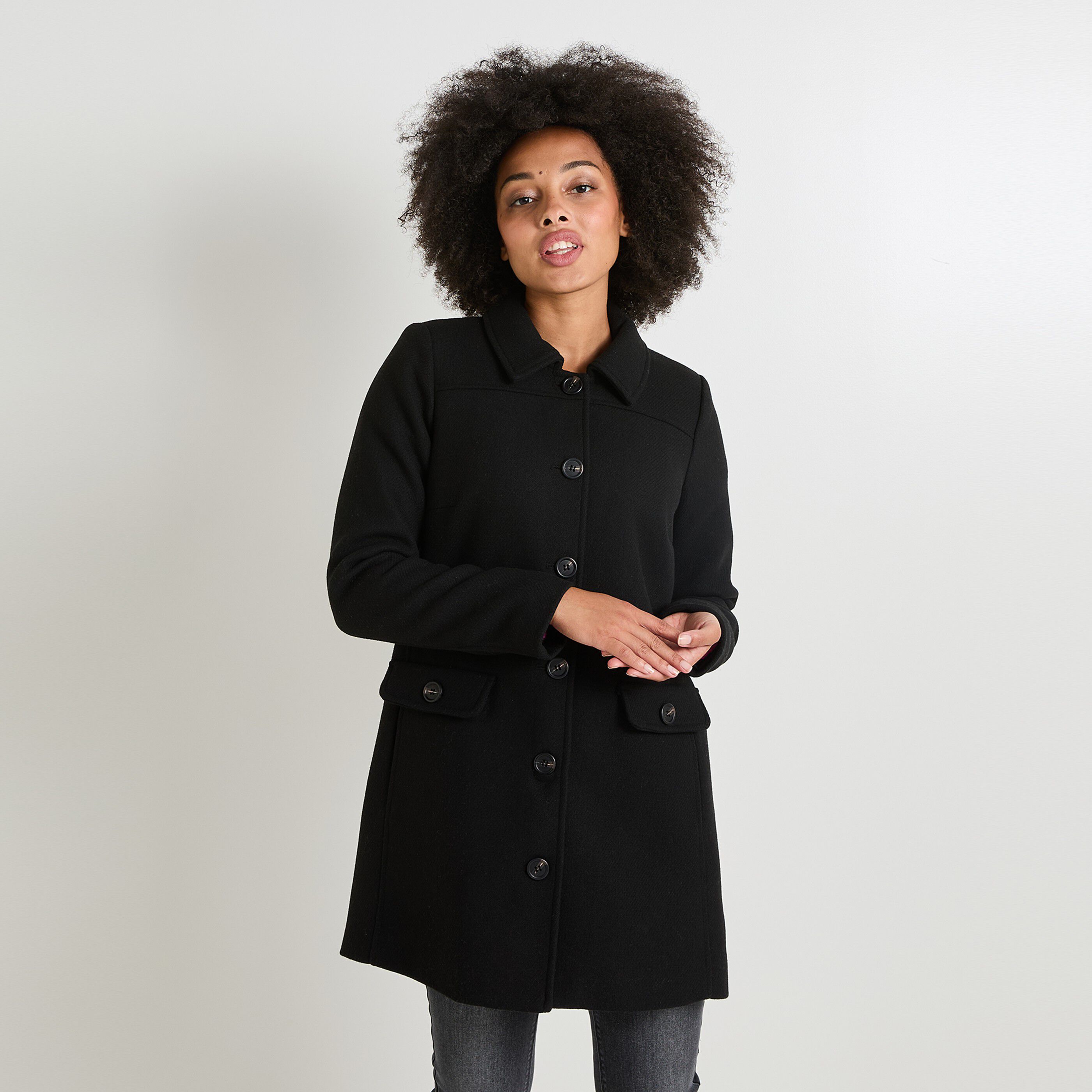 Manteau mi long femme NOIR Graindemalice