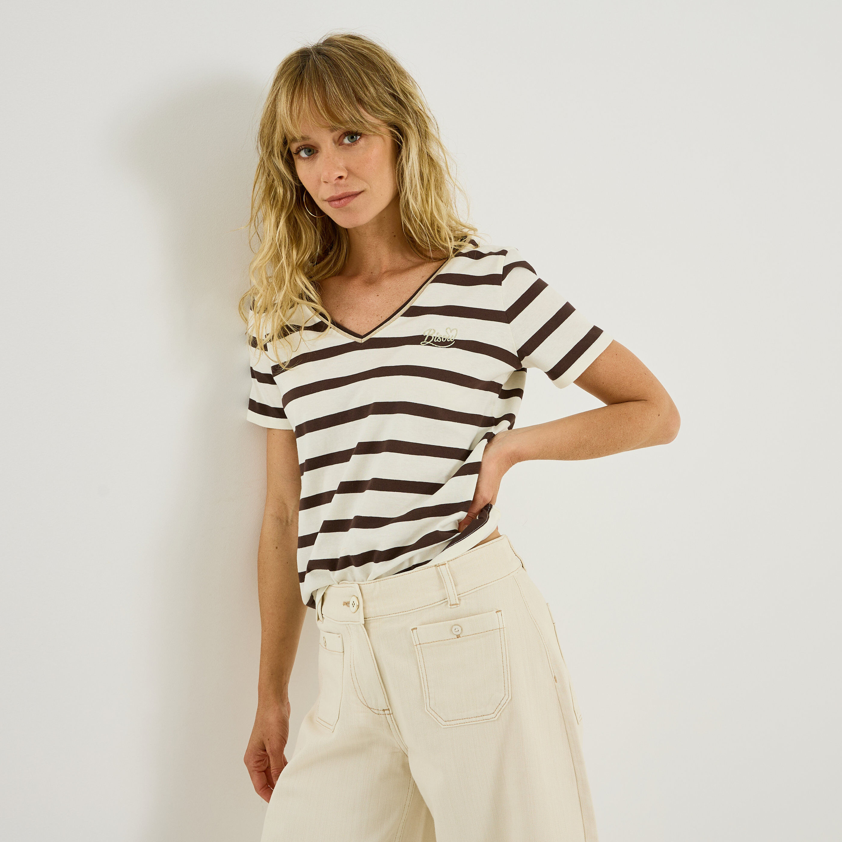 Tshirt col V femme