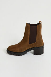 Bottines en croûte de cuir femme