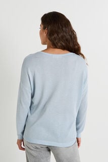Pull brillant à col V femme