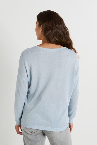 Pull brillant à col V femme