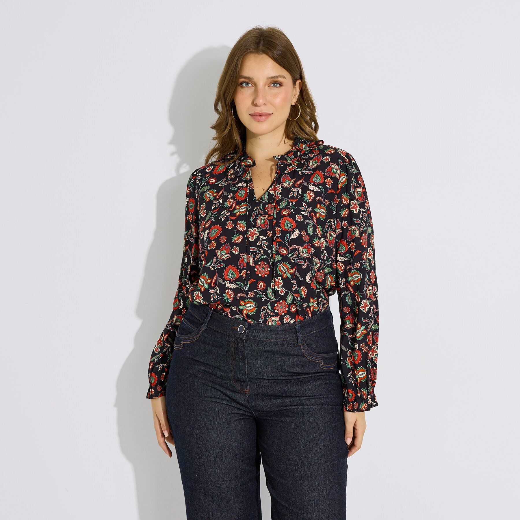 Blouse fluide &agrave; fleurs femme