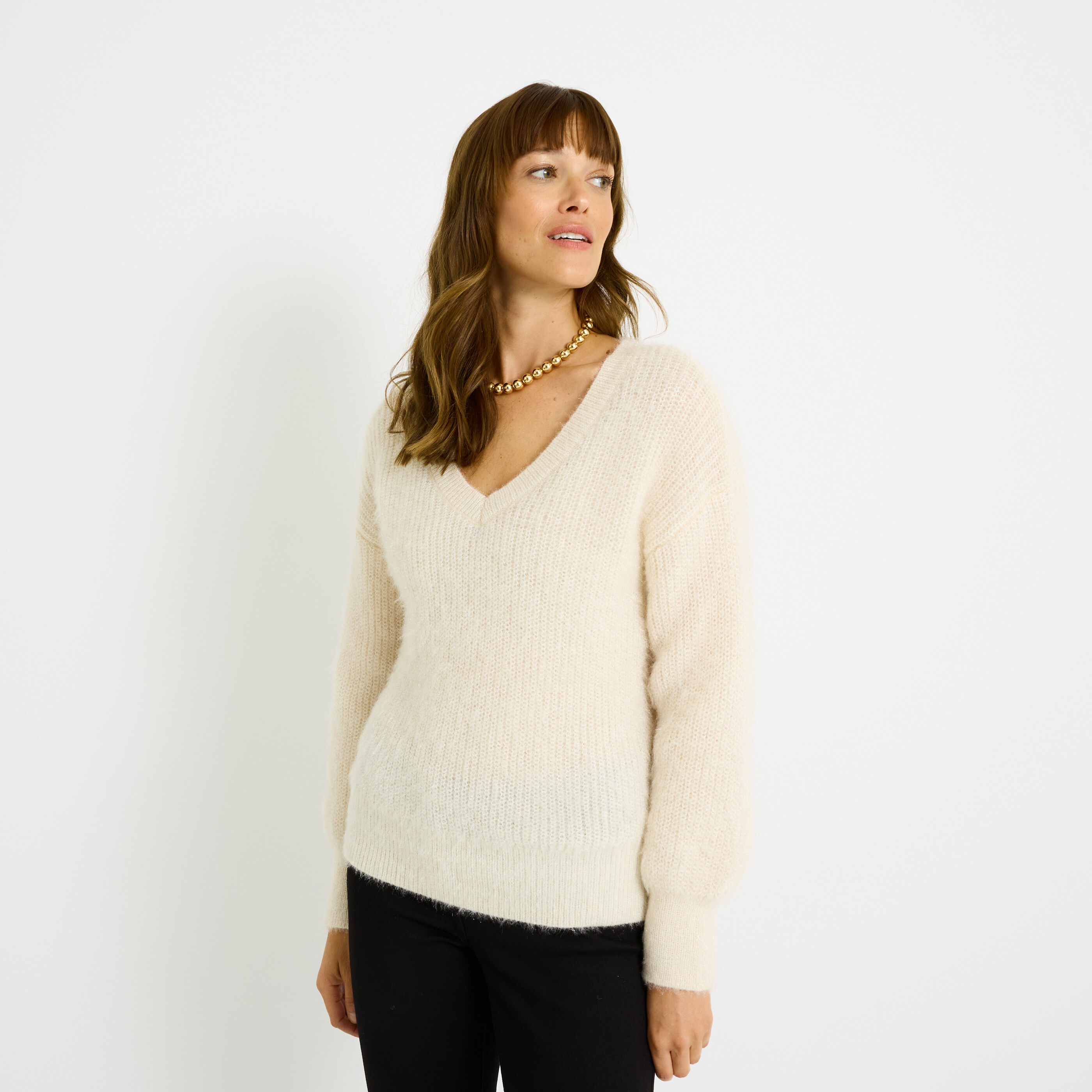 Pull fluffy 2 en 1 femme