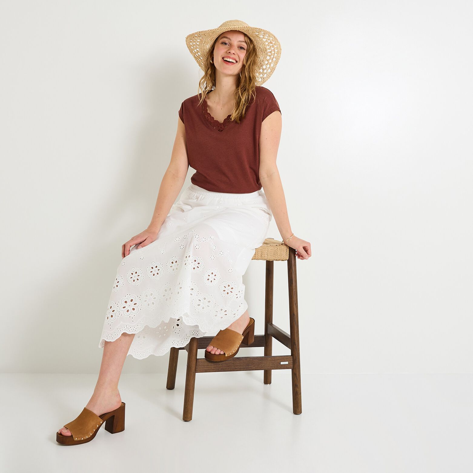 T-shirt col V femme