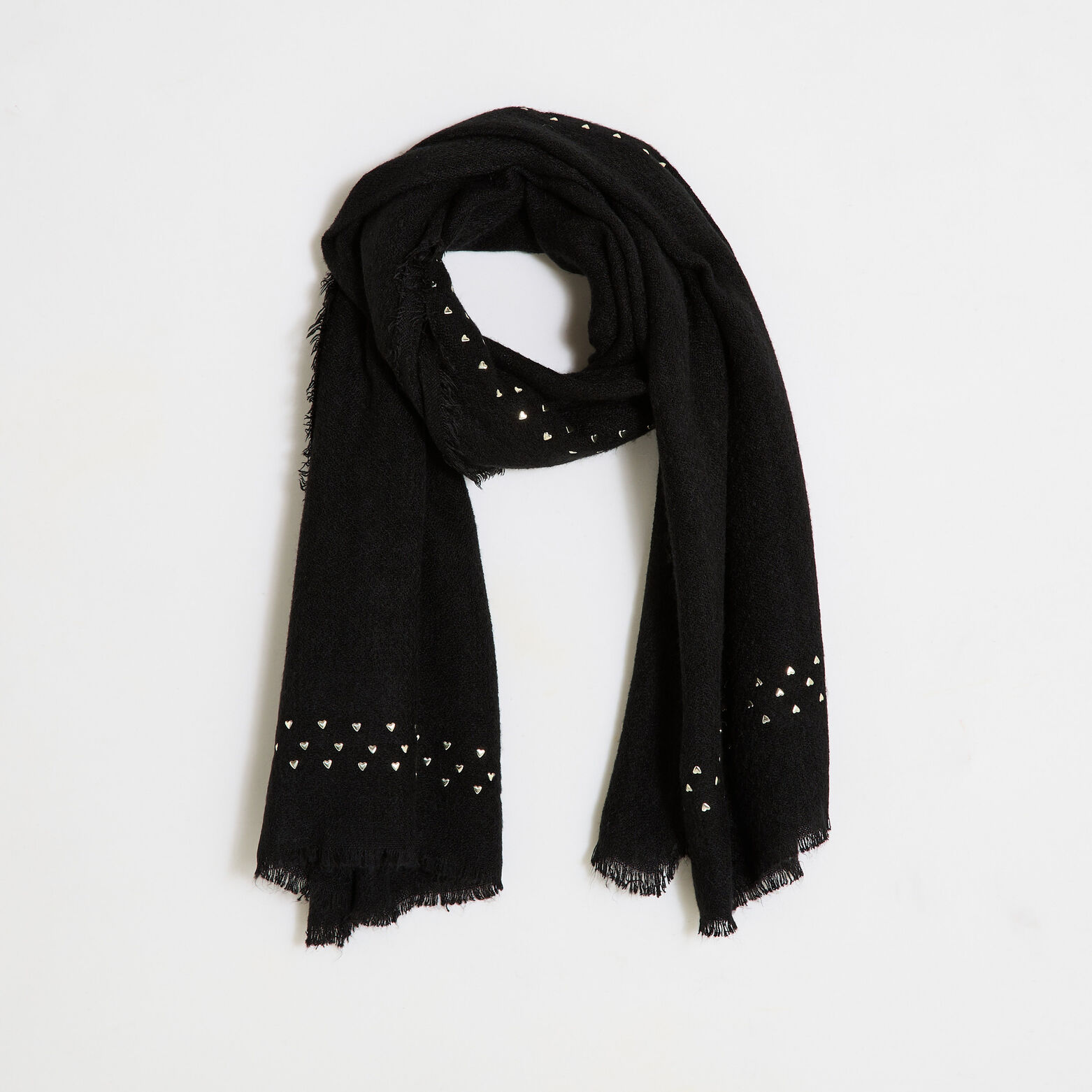 Écharpe unie petits coeurs femme