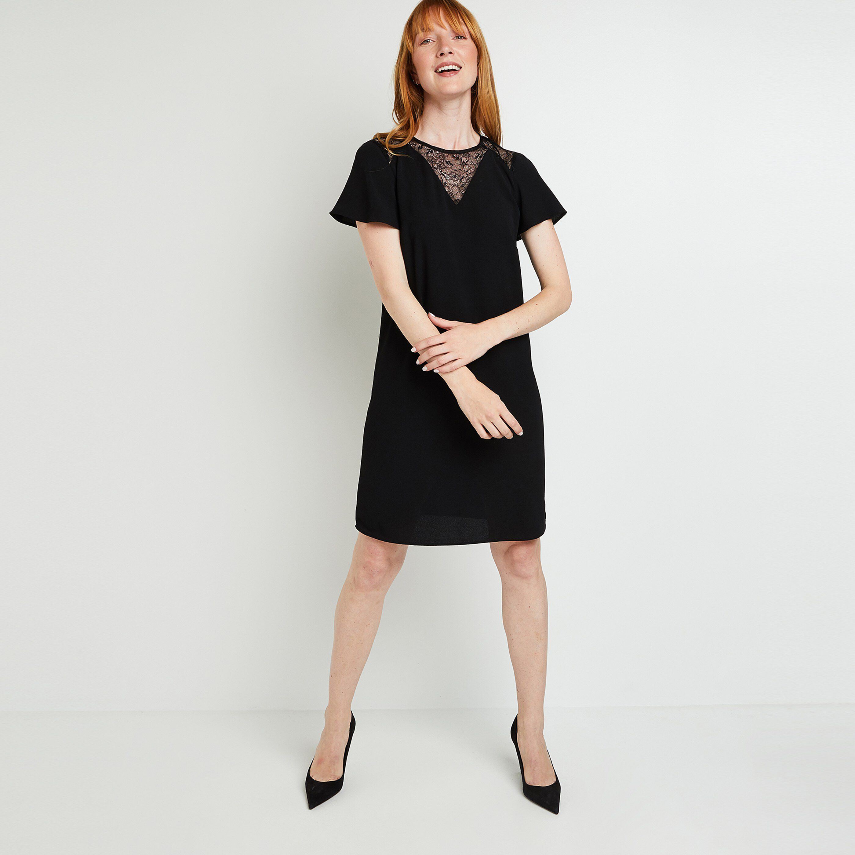 Robe empiecement dentelle sales