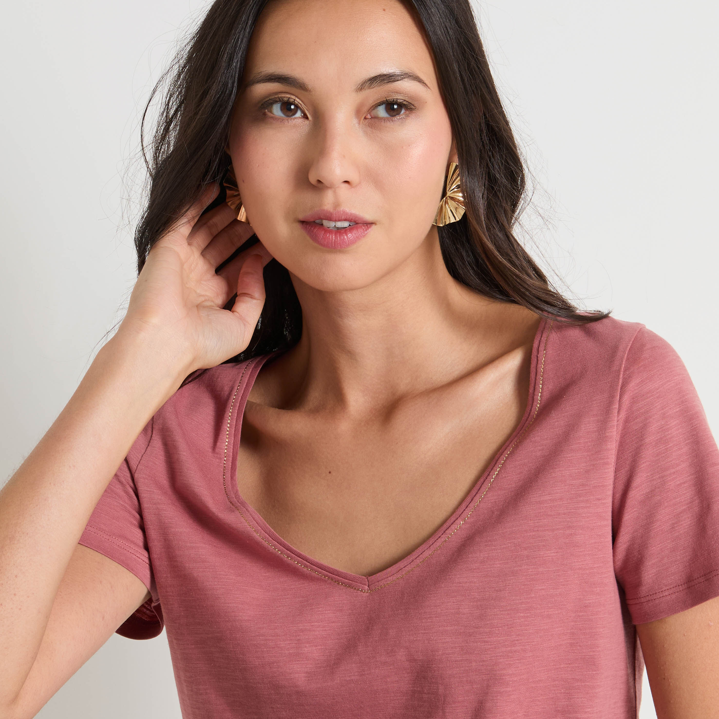 T-shirt col V femme
