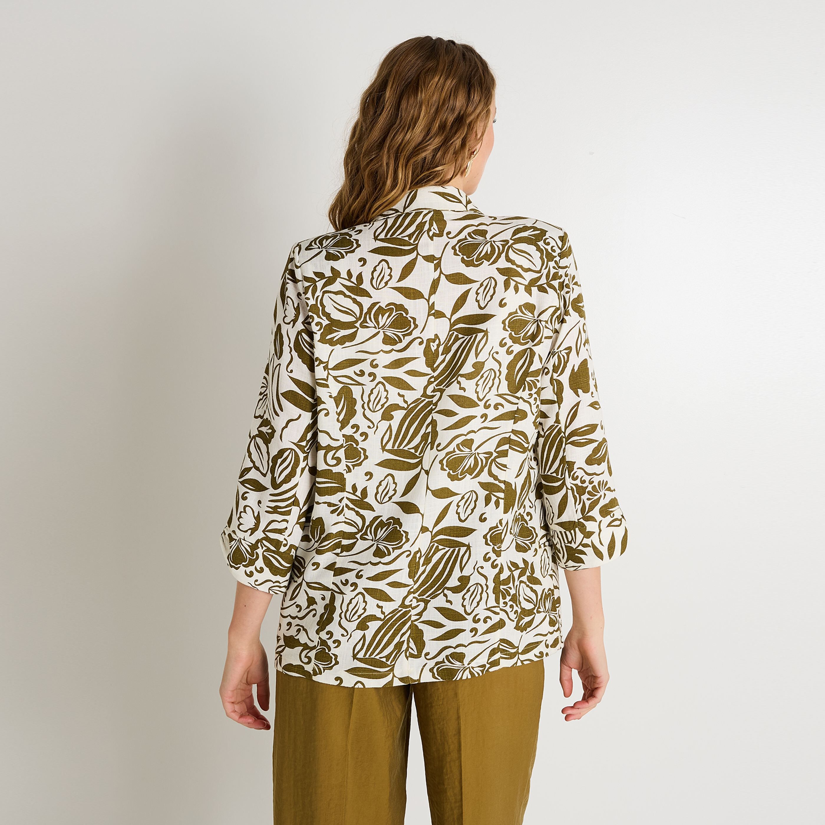 Blazer imprim&eacute; feuillage femme
