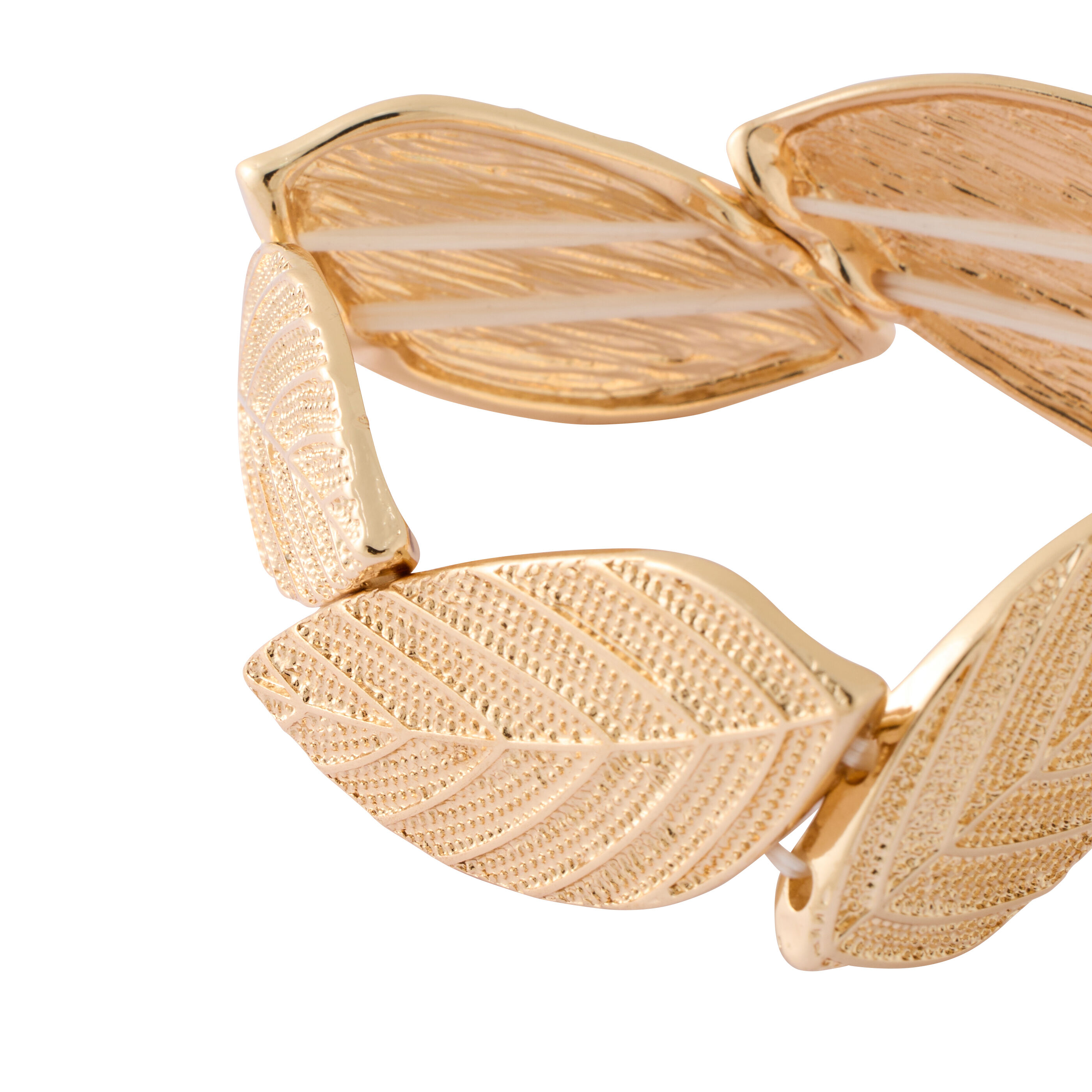 Bracelet &eacute;lastique feuilles cisel&eacute;es