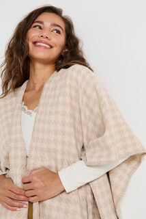 Poncho ceinturé ouvert à l'avant femme