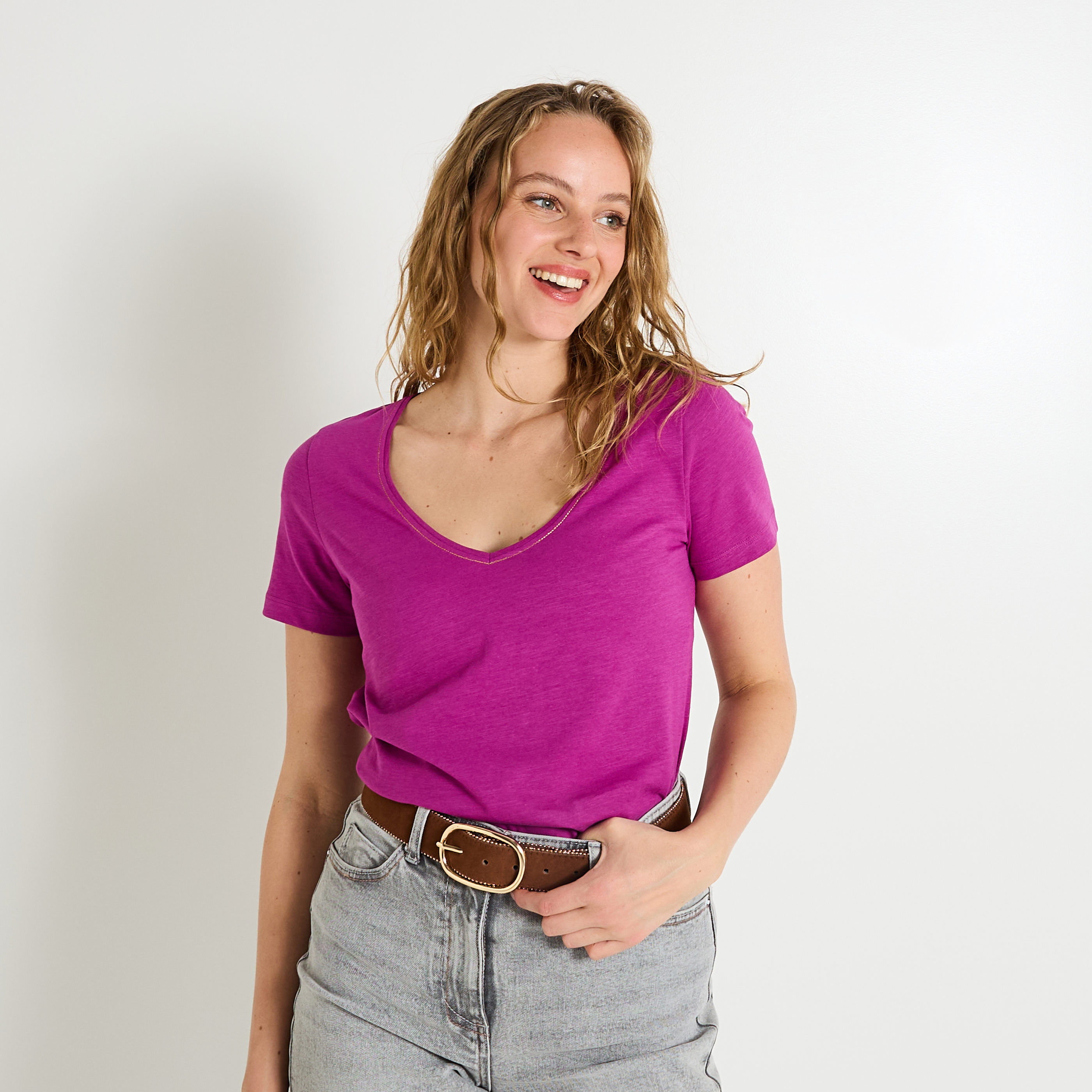 T-shirt col V femme