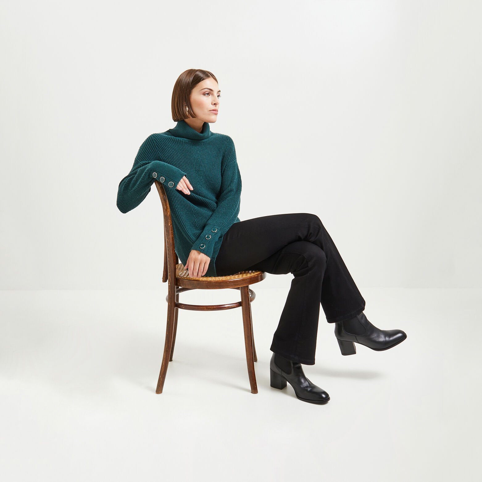 Pull col roulé femme