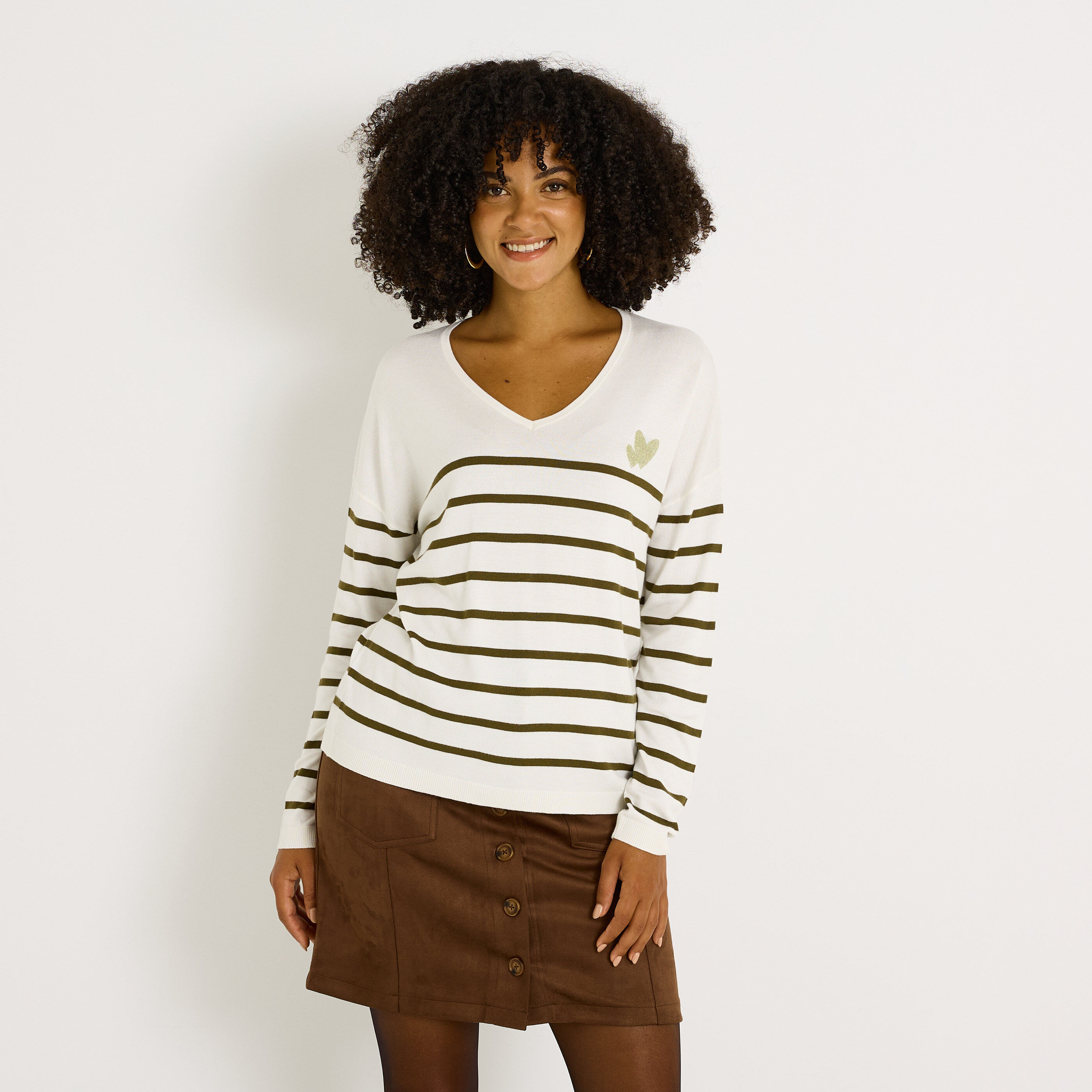 Pull loose &agrave; rayures femme