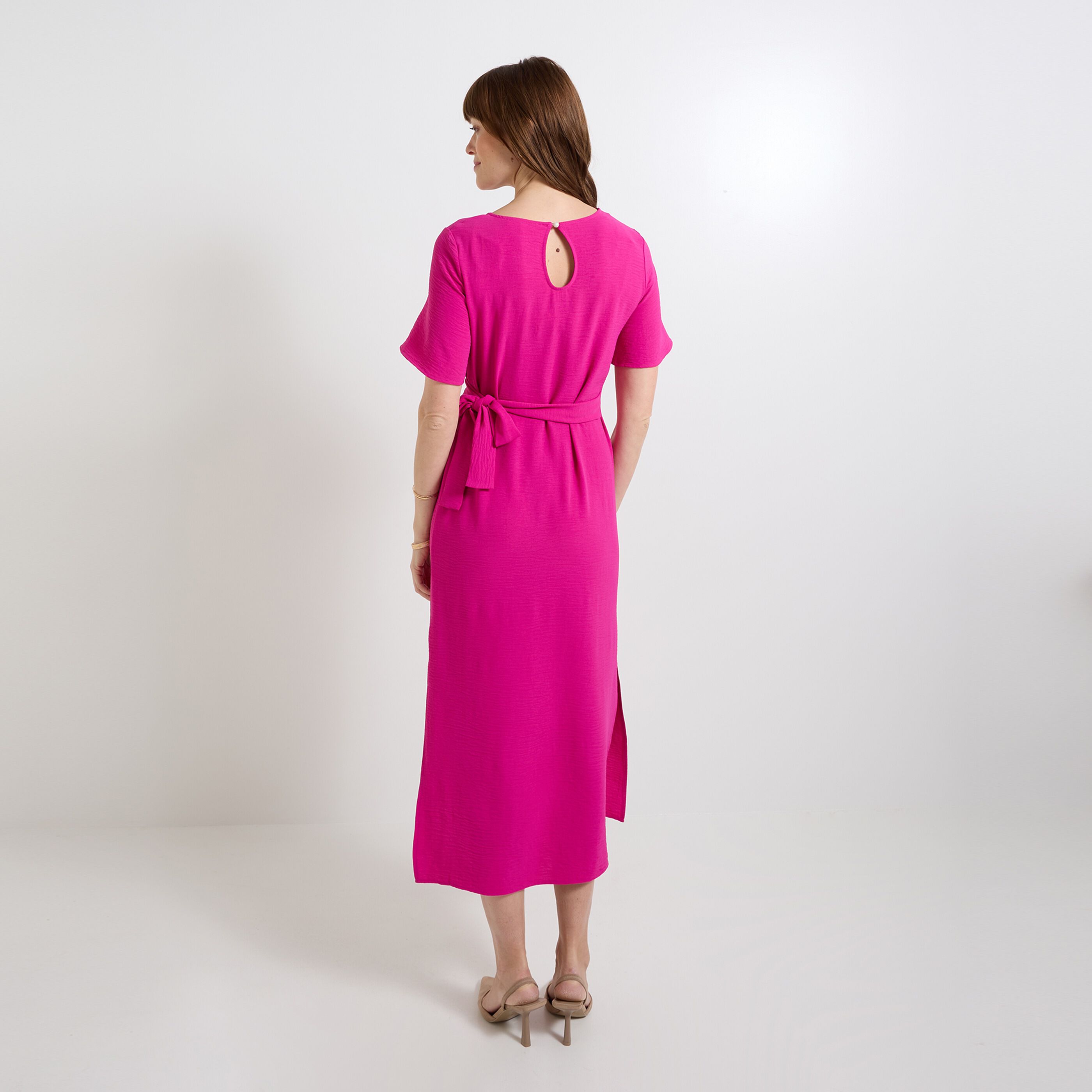 Robe longue drap&eacute;e femme