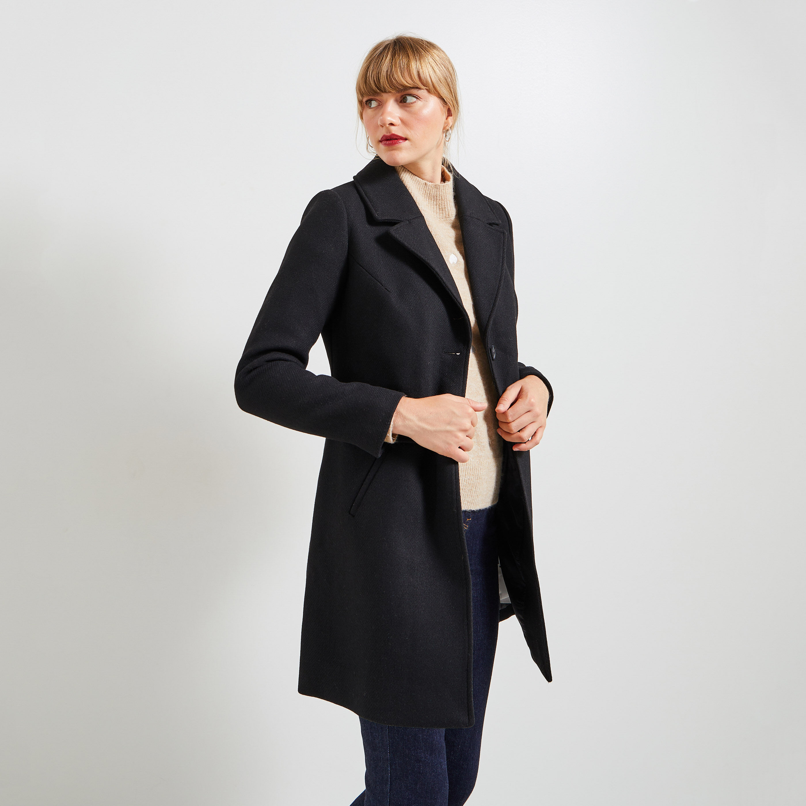 Manteau classique online noir femme