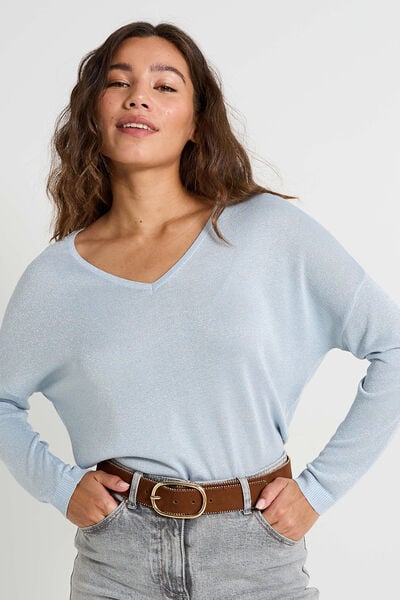 Pull brillant à col V femme