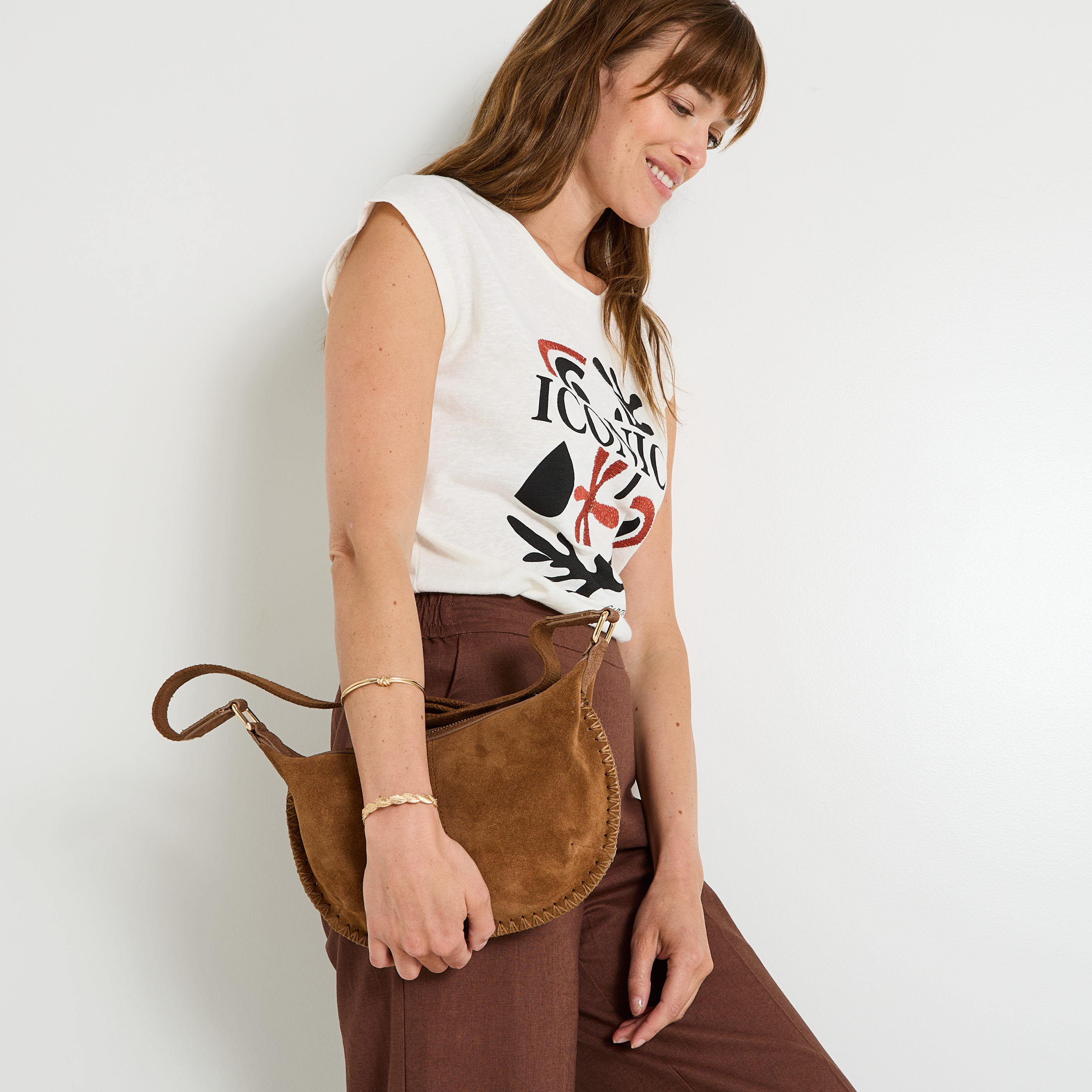 Sac besace en cro&ucirc;te de cuir femme