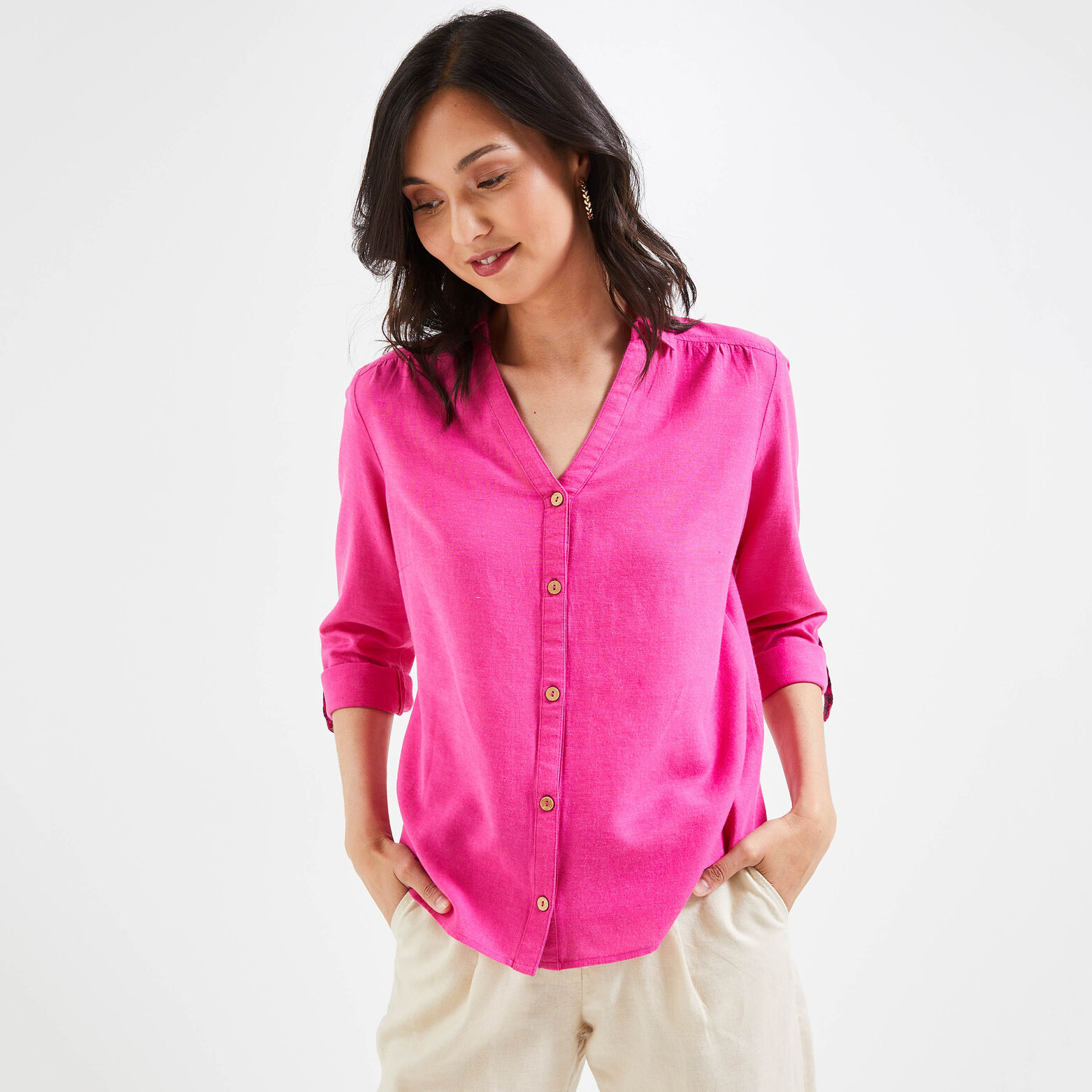 Chemise manches longues unie femme