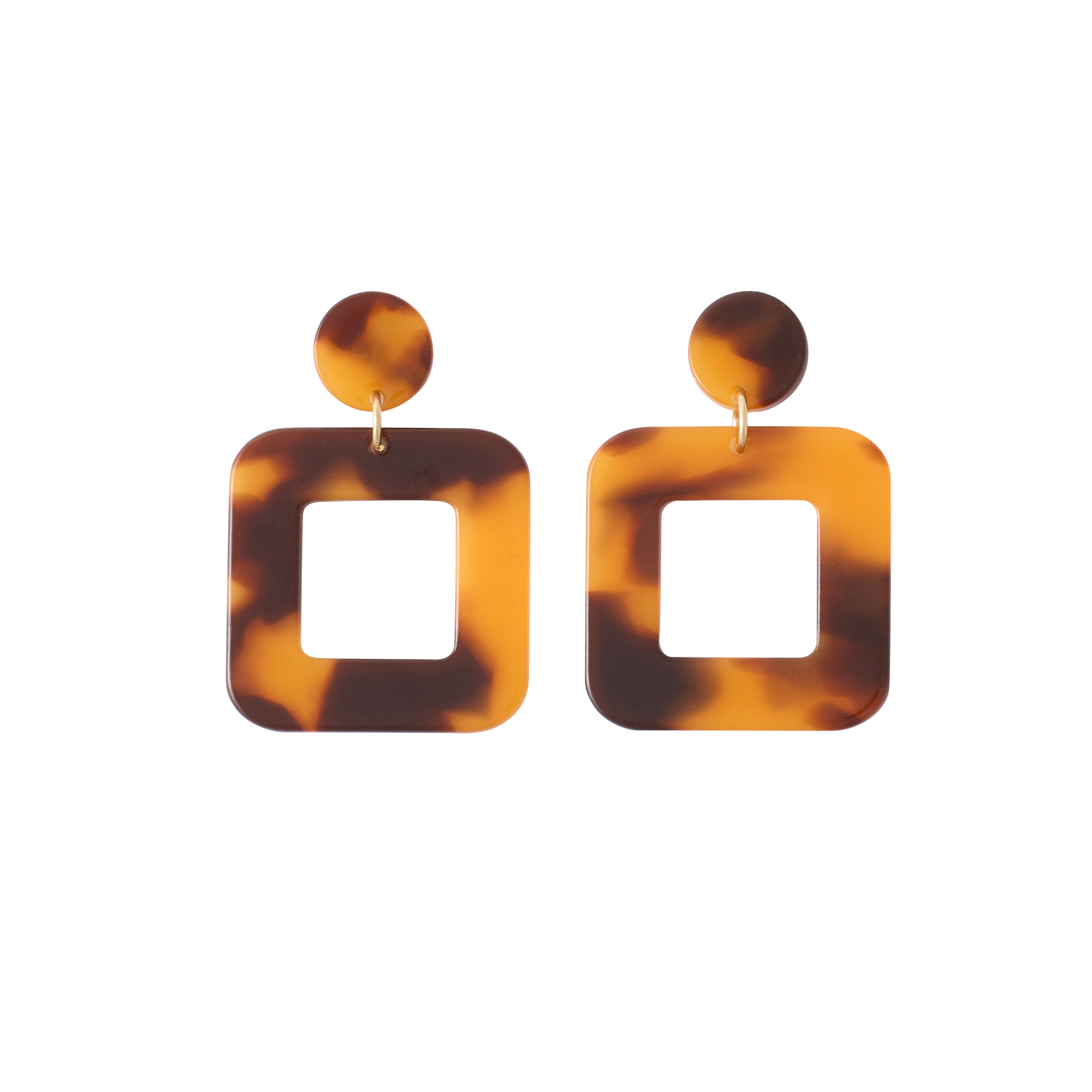 Boucles d'oreilles carr&eacute;es en r&eacute;sine