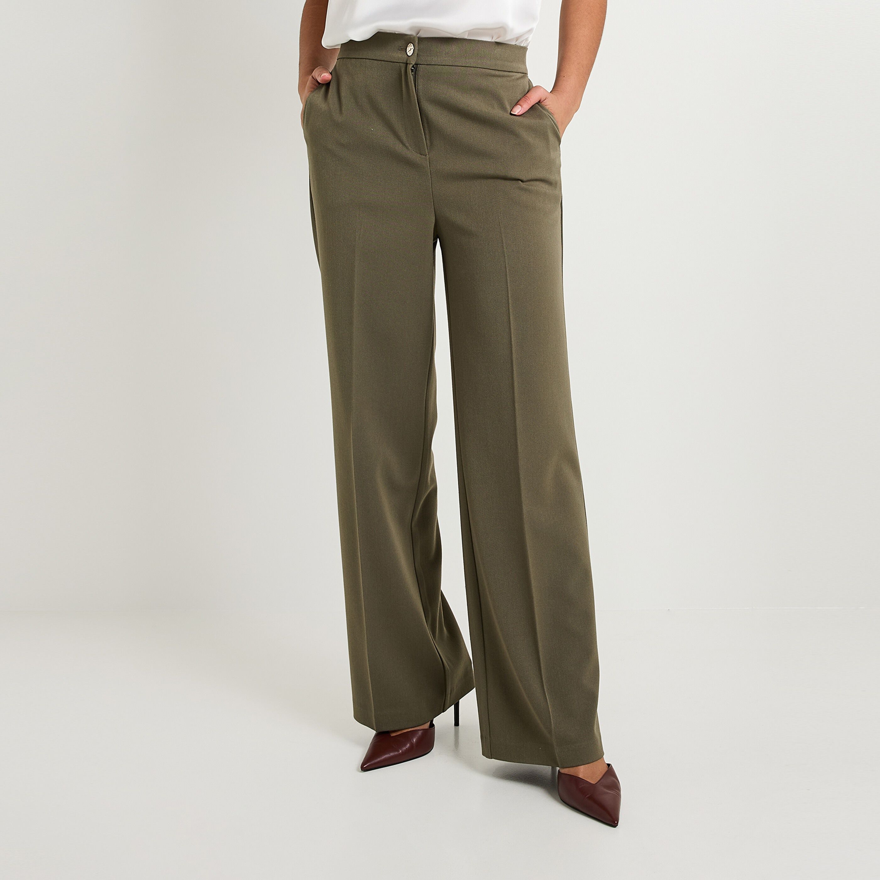 Pantalon large &agrave; pinces femme