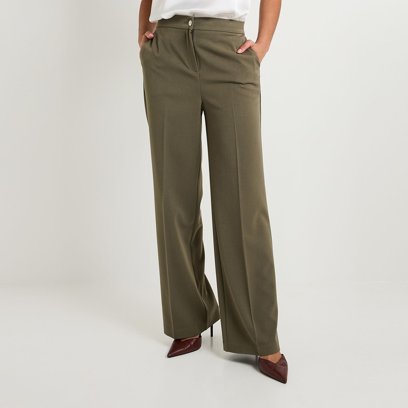 Pantalon large à pinces femme