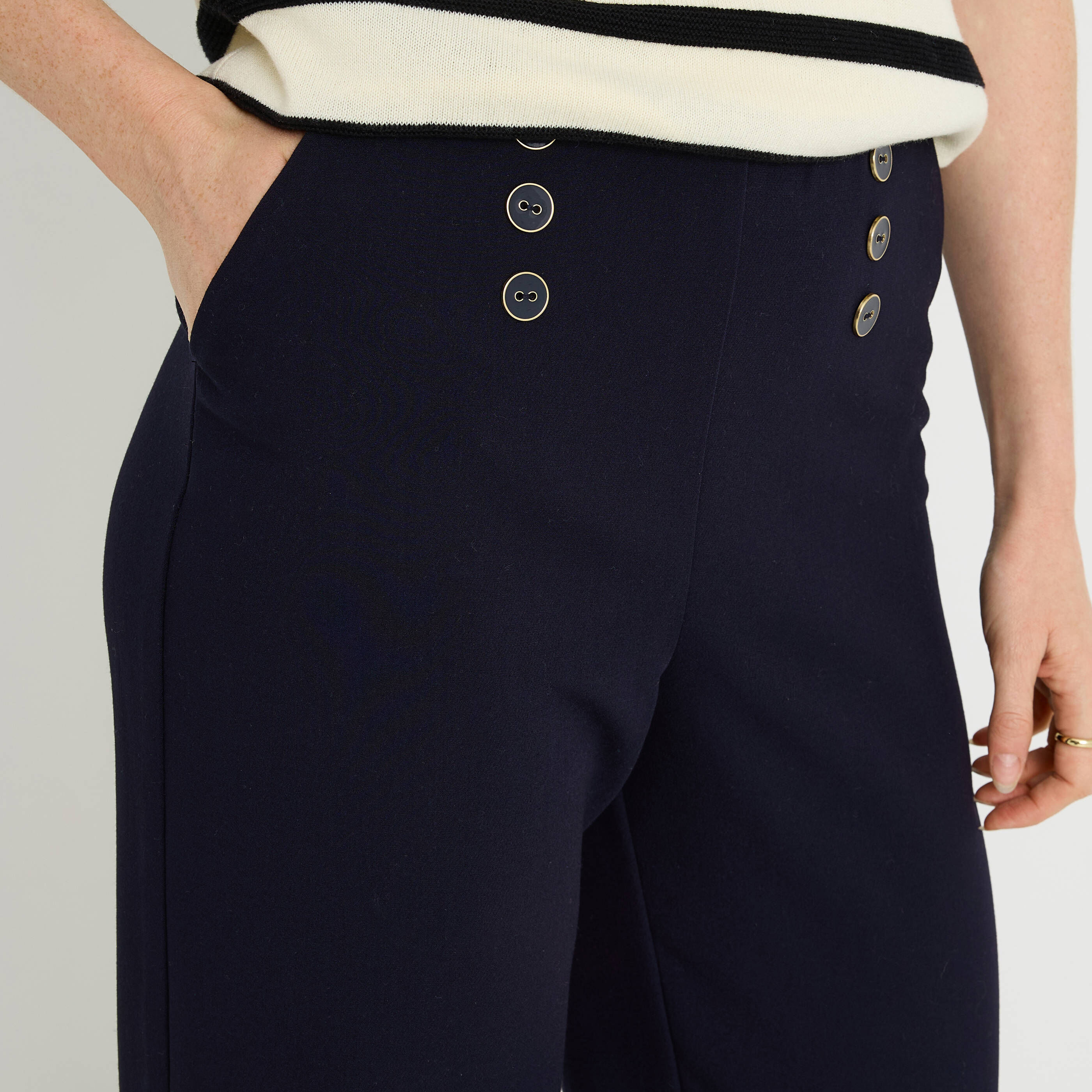 Pantalon large &agrave; pont femme