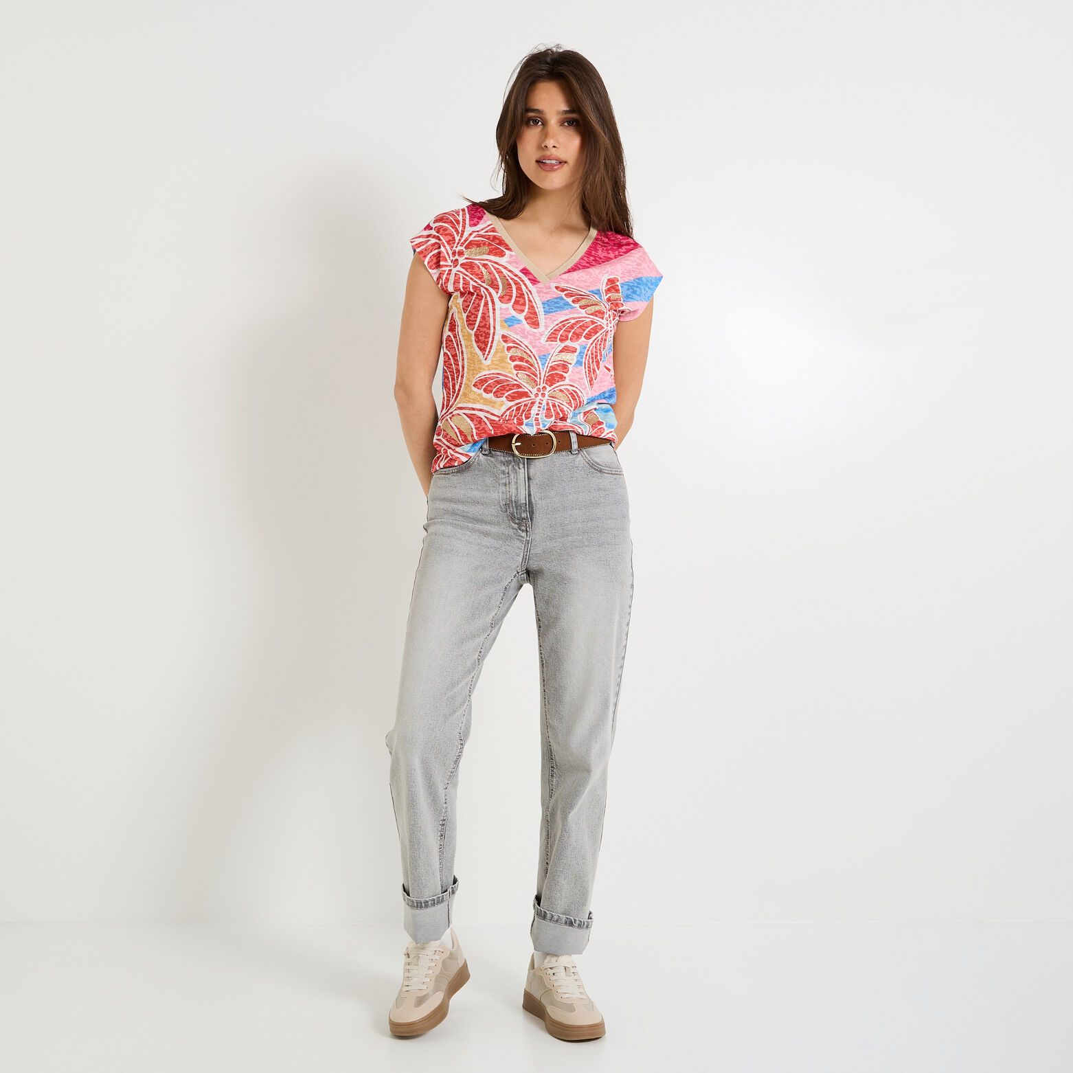 T-shirt col V femme