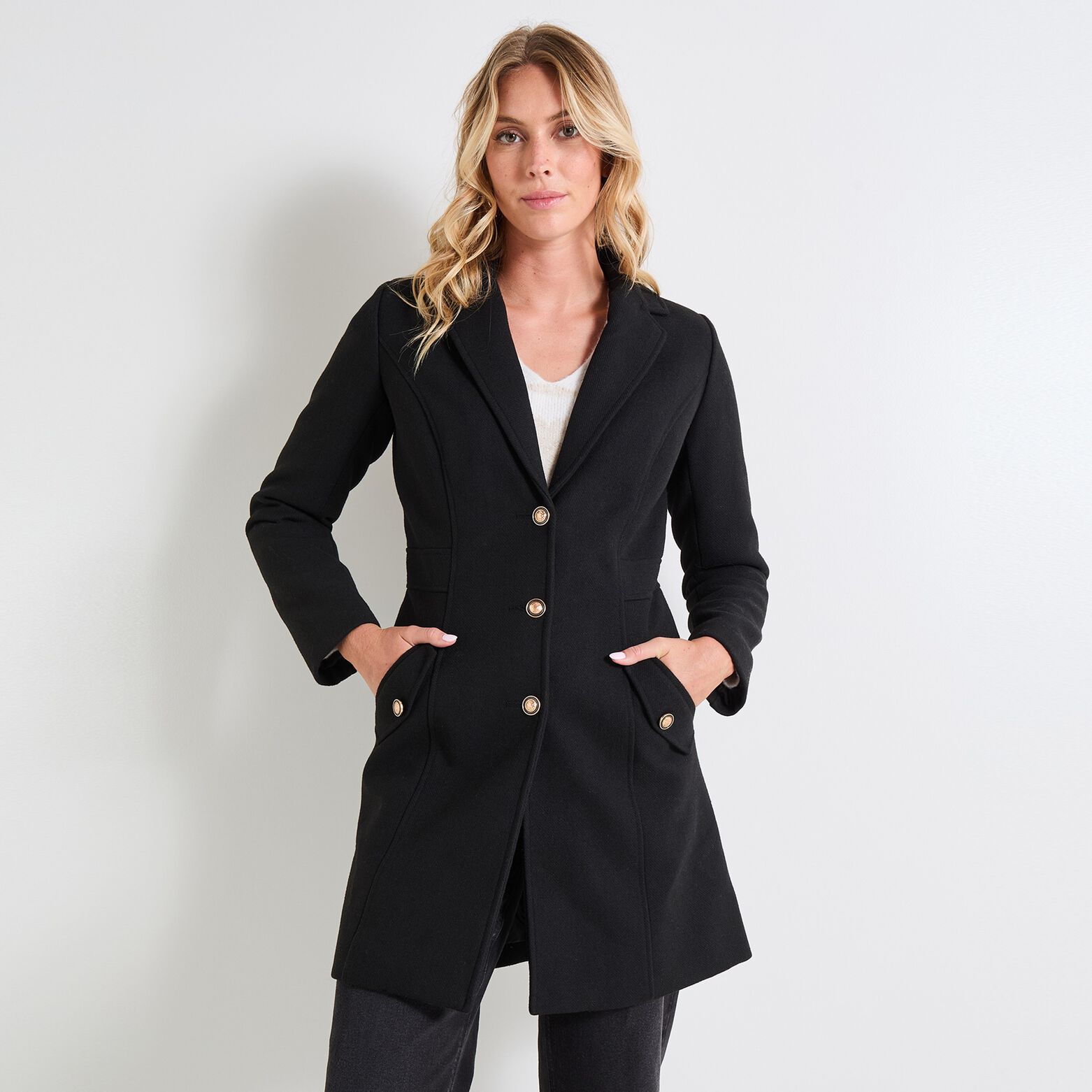 Manteau style officier noir Molly Bracken | La Redoute Manteau style officier noir Molly Bracken | La Redoute