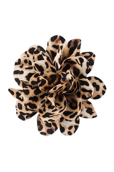 Broche fleur à imprimé léopard