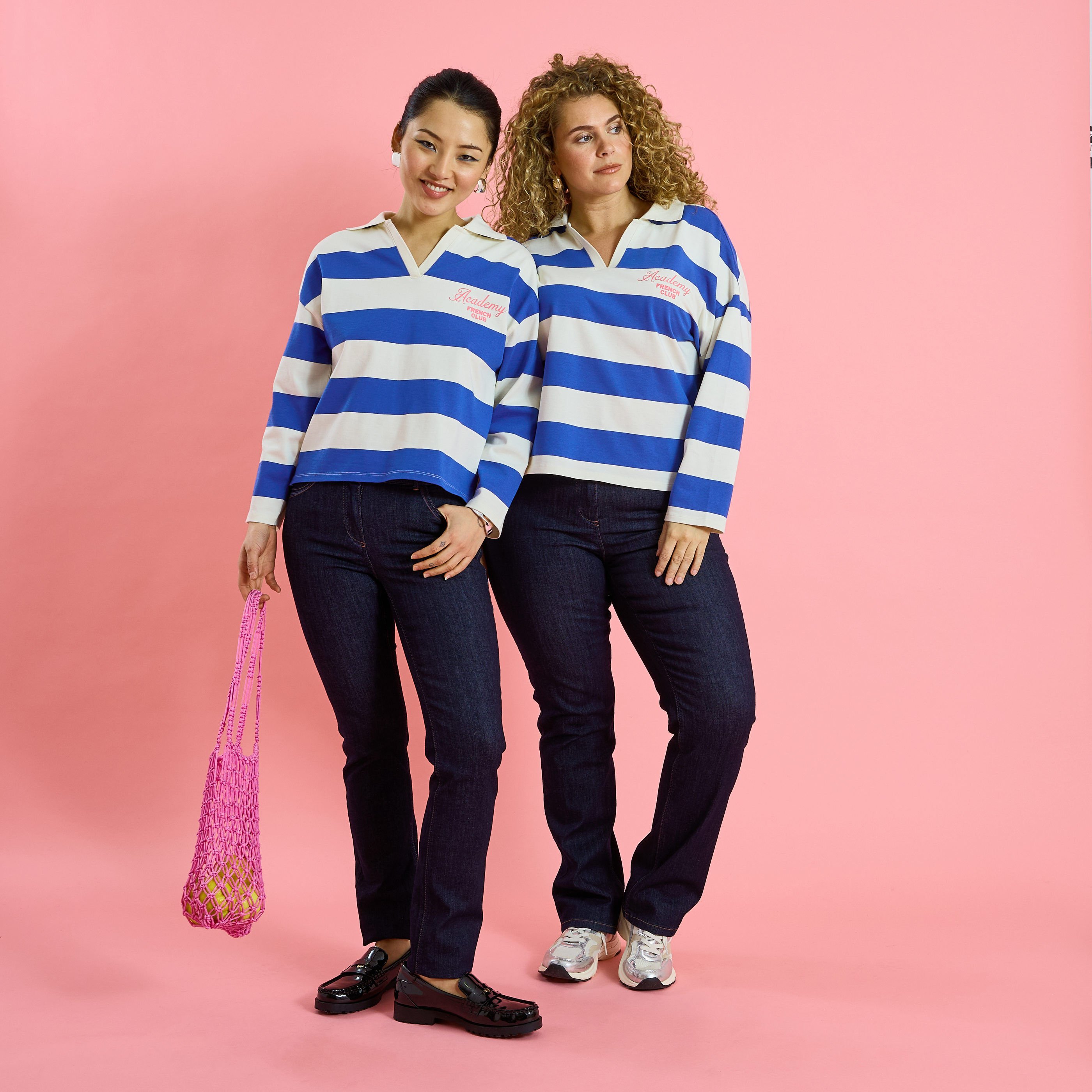 Polo manches longues &agrave; rayures femme