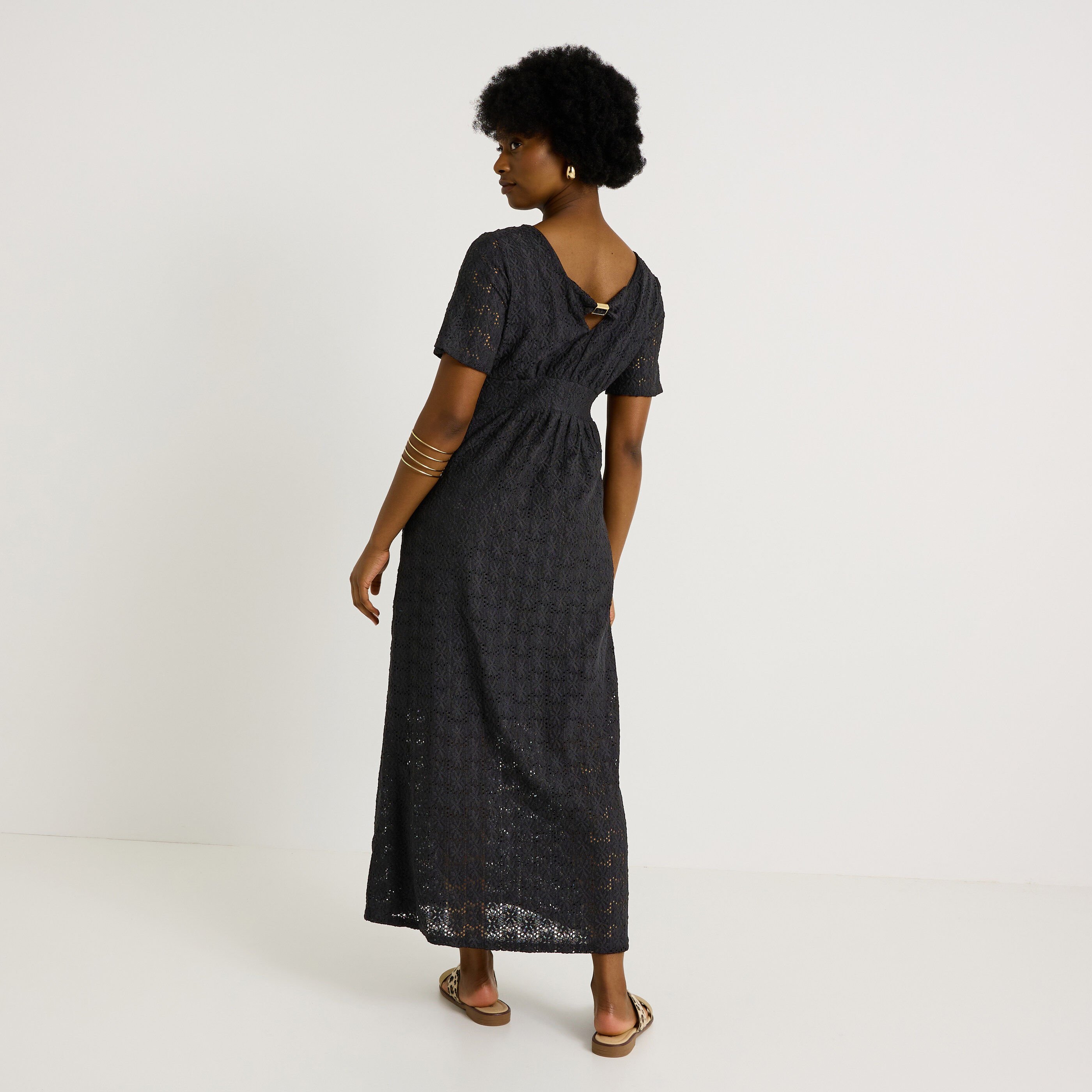 Robe longue textur&eacute;e en maille