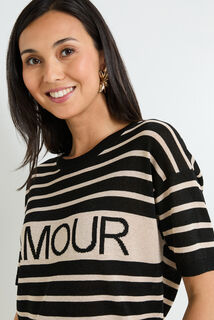 Pull rayé manches courtes femme