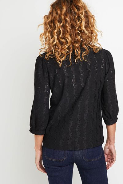 T-shirt ajouré col tunisien femme