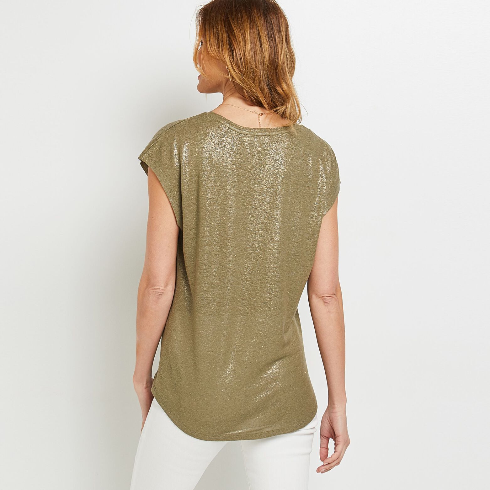 Tshirt uni en lin mélangé femme