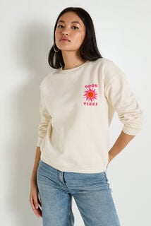 Sweat print good vibes femme
