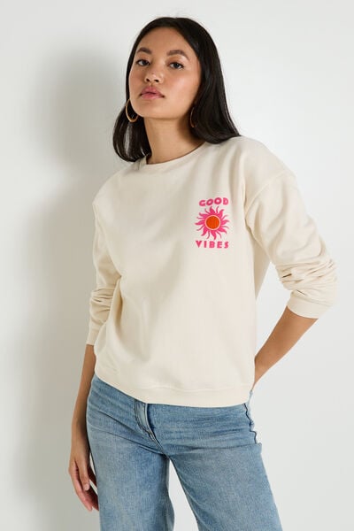 Sweat print good vibes femme