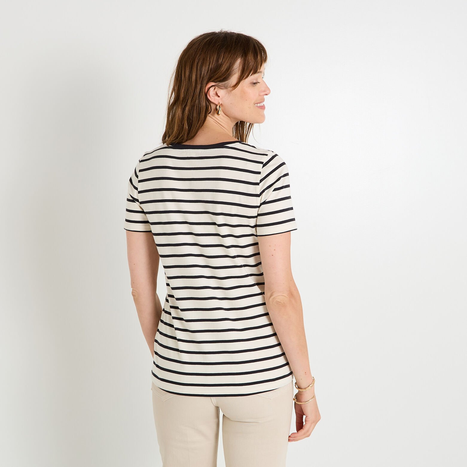 T-shirt rayé col V femme