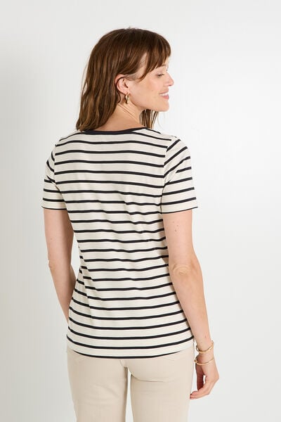 T-shirt rayé col V femme