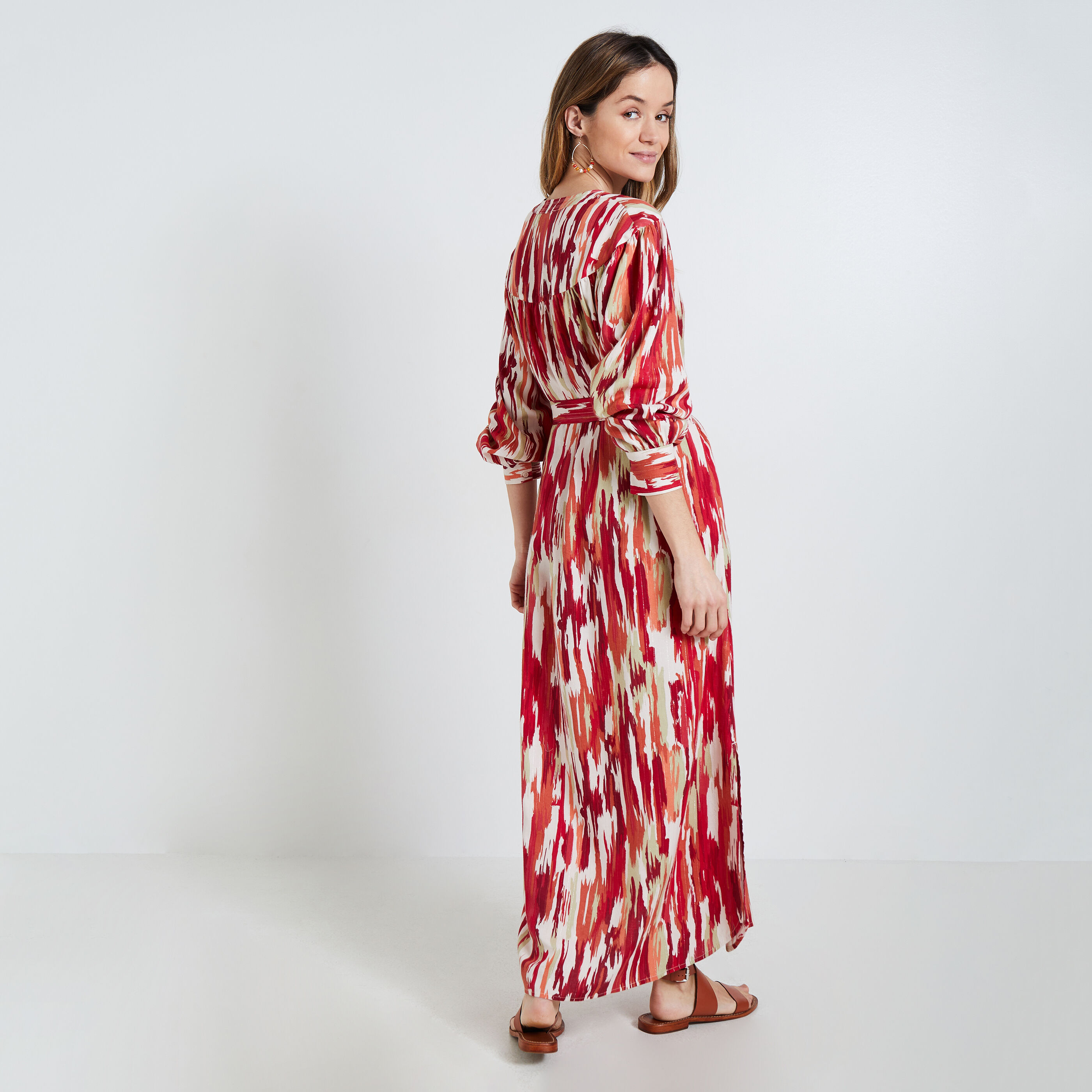Robe longue imprim&eacute;e femme
