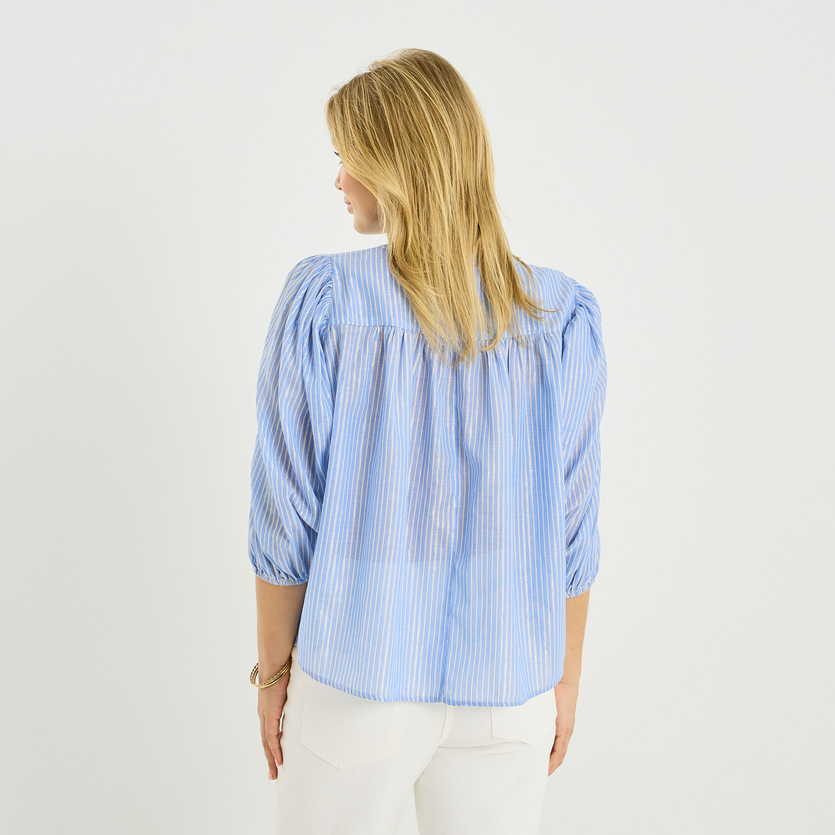 Chemise ample ray&eacute;e effet brillant femme