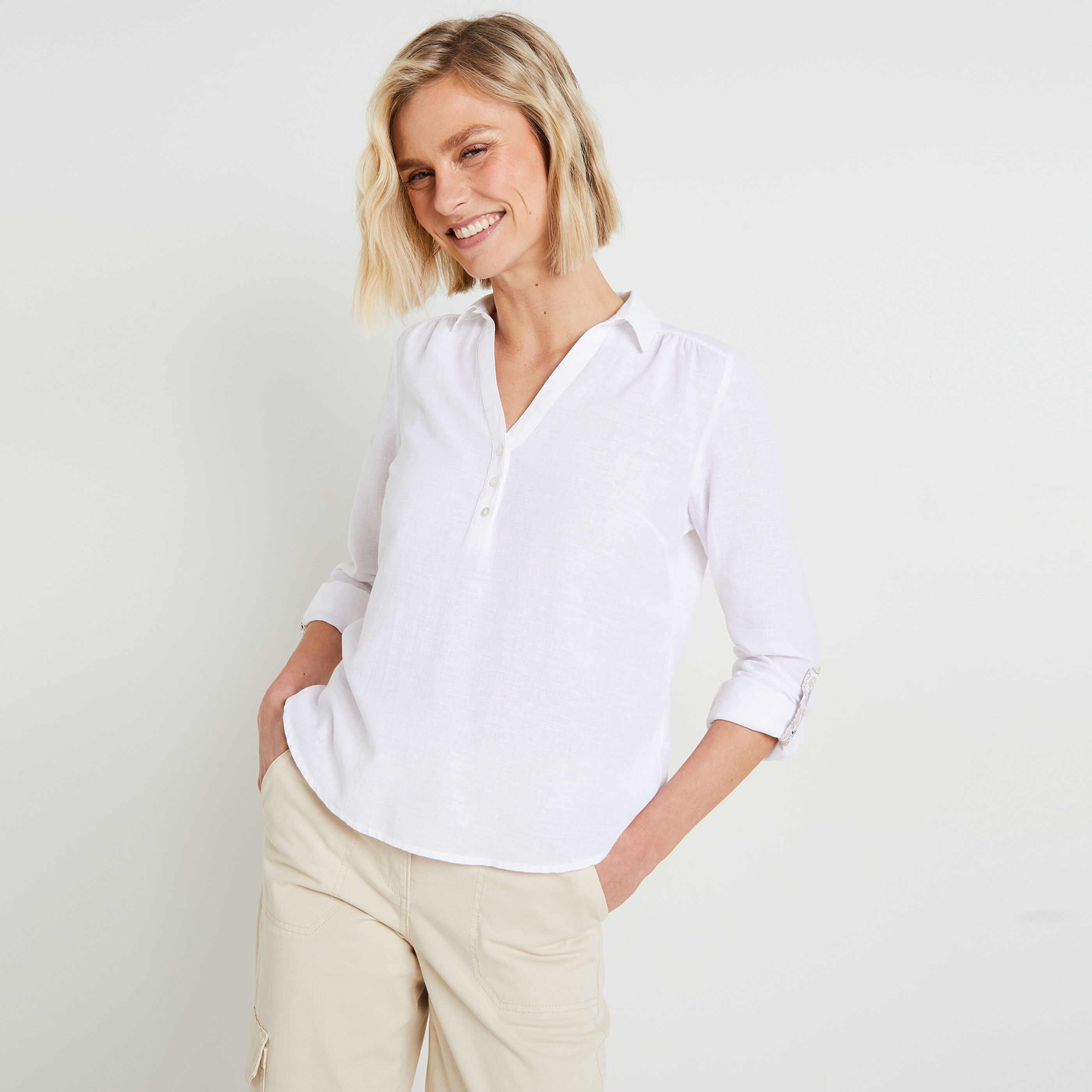 Blouse en coton et lin femme 