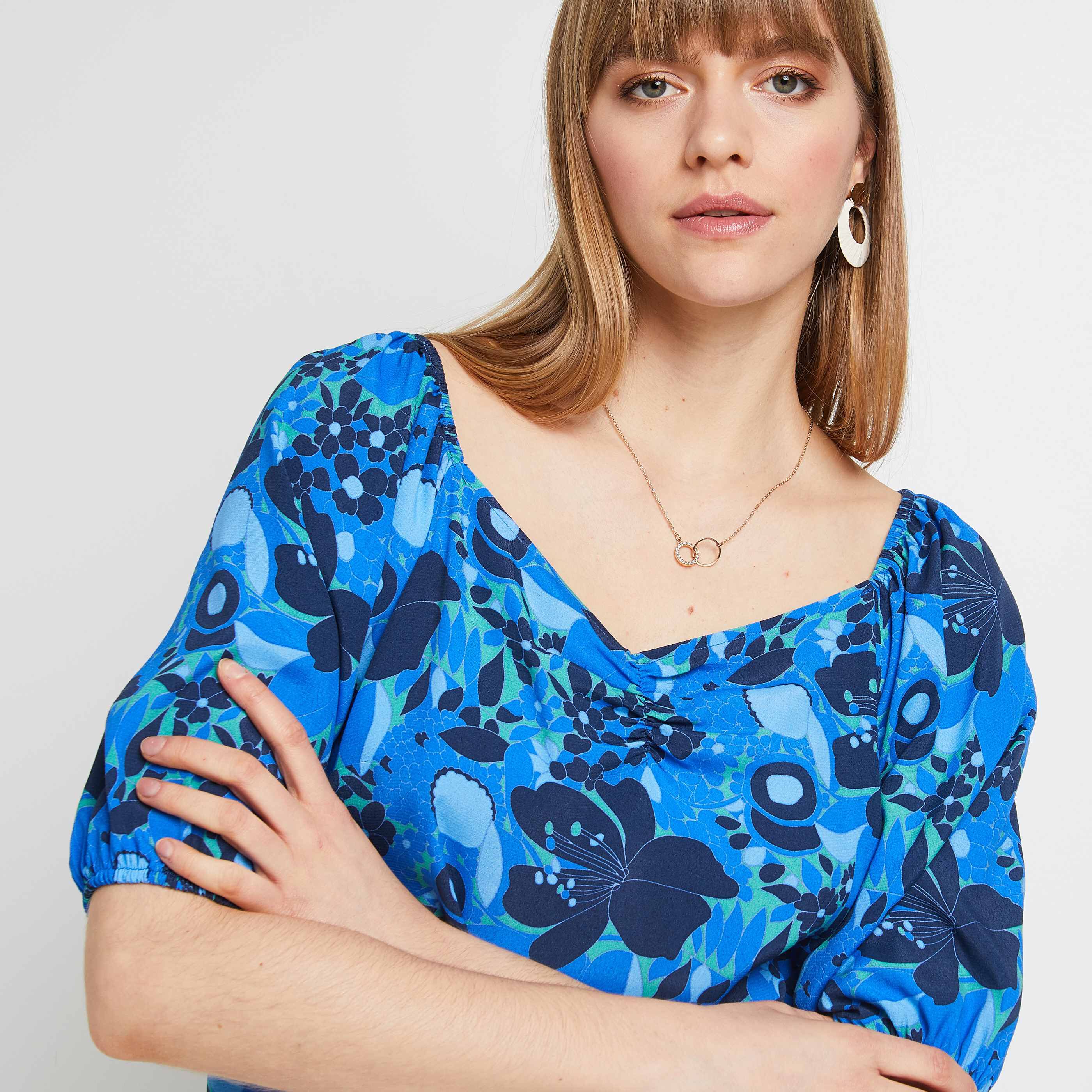 Blouse imprimee femme BLEU Graindemalice