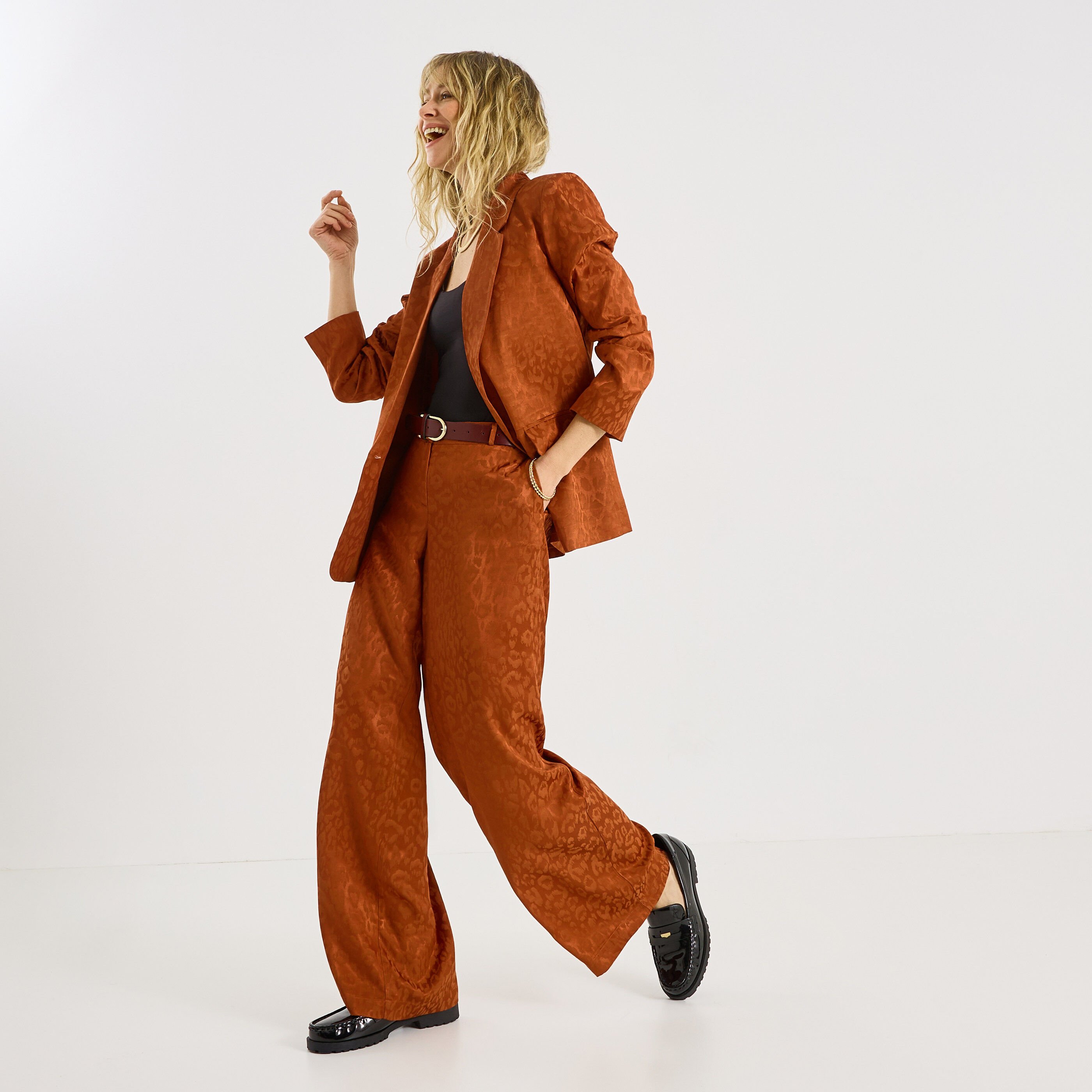 Blazer droit motif jacquard femme