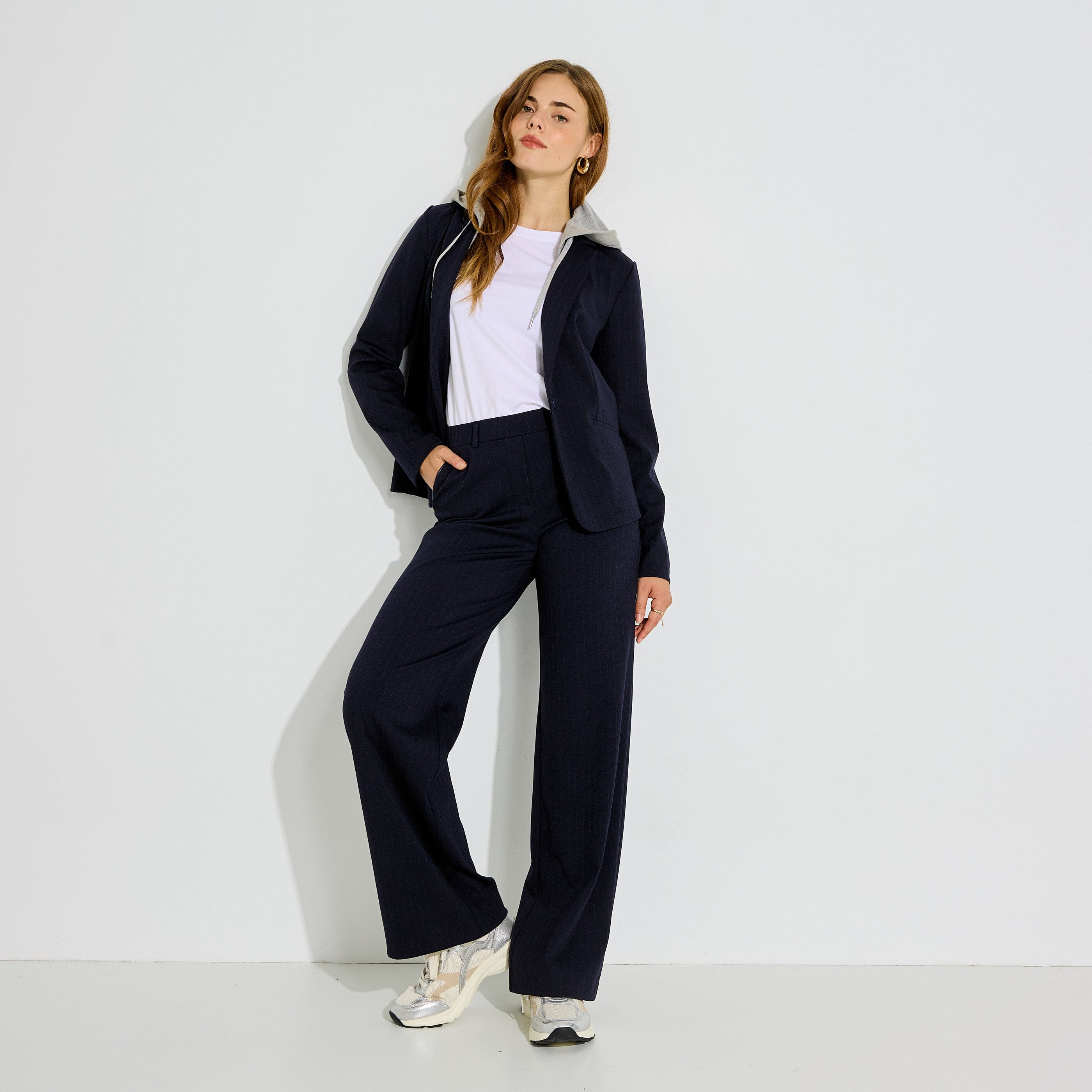 Pantalon large ray&eacute; femme