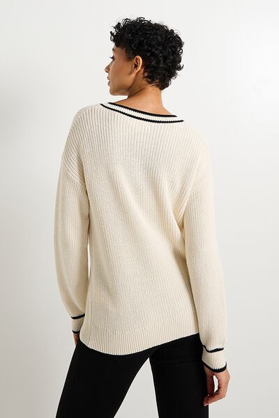 Pull col V femme